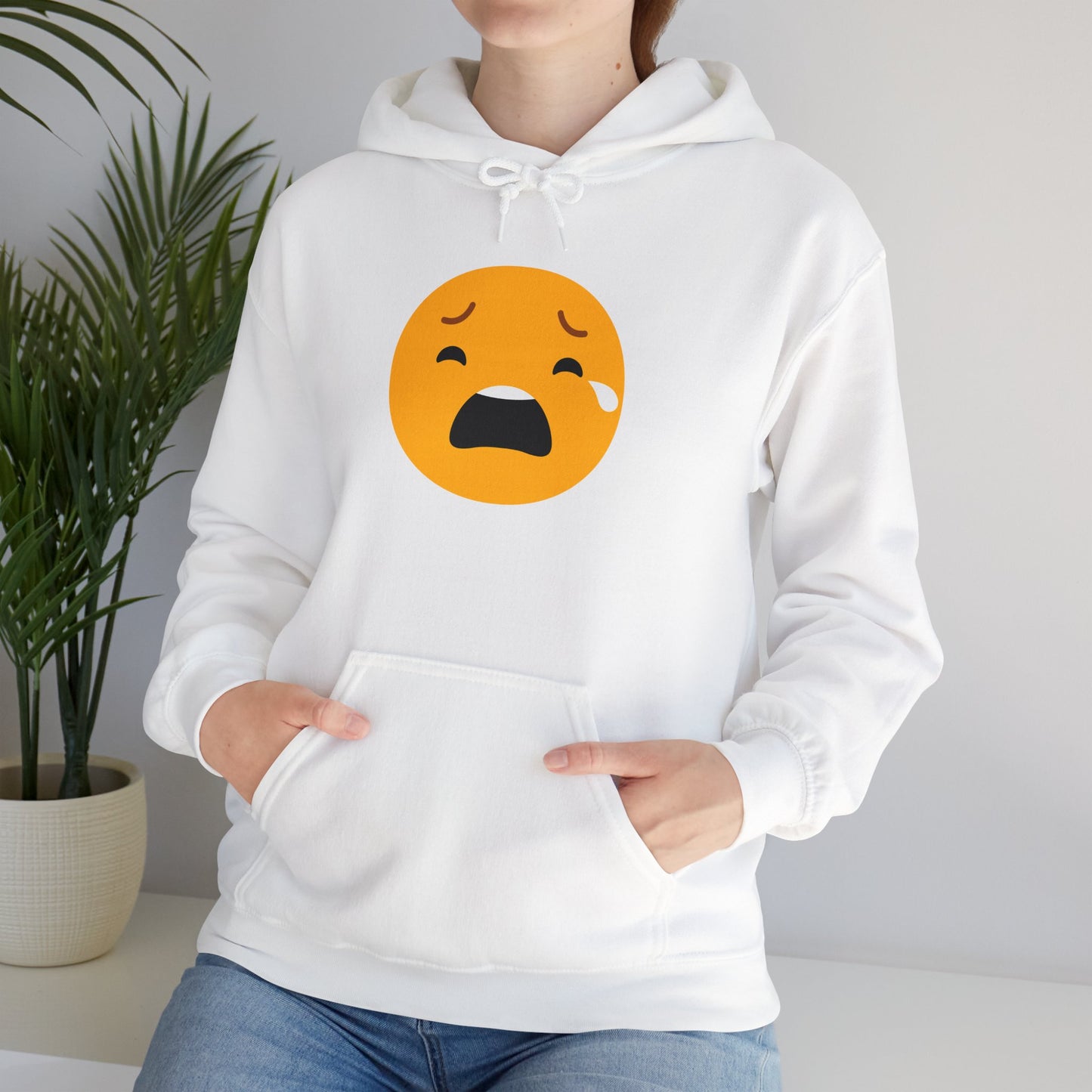 Unisex Heavy Blend™ Sad Emoji Hoodie - Cozy & Expressive Sweatshirt
