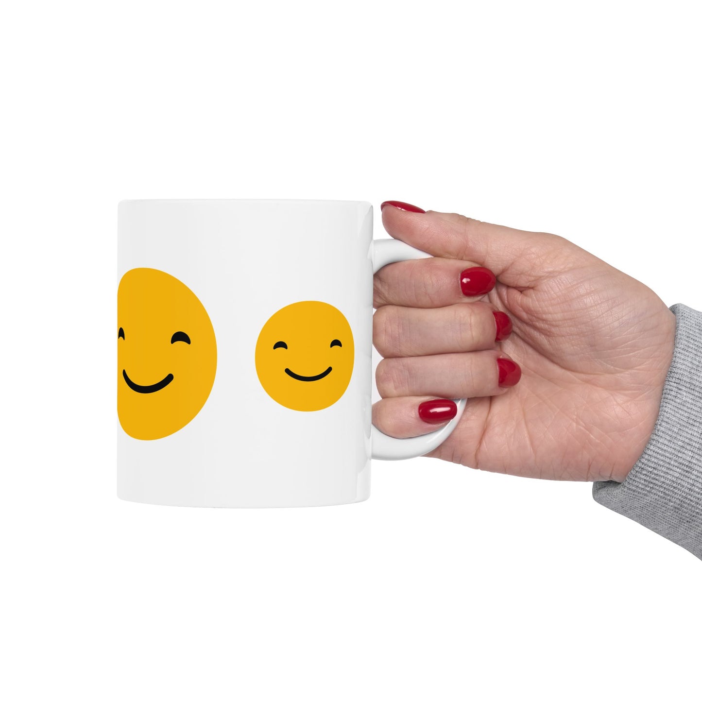 Cheerful Smiley Face Ceramic Mug - 11oz & 15oz for Coffee Lovers