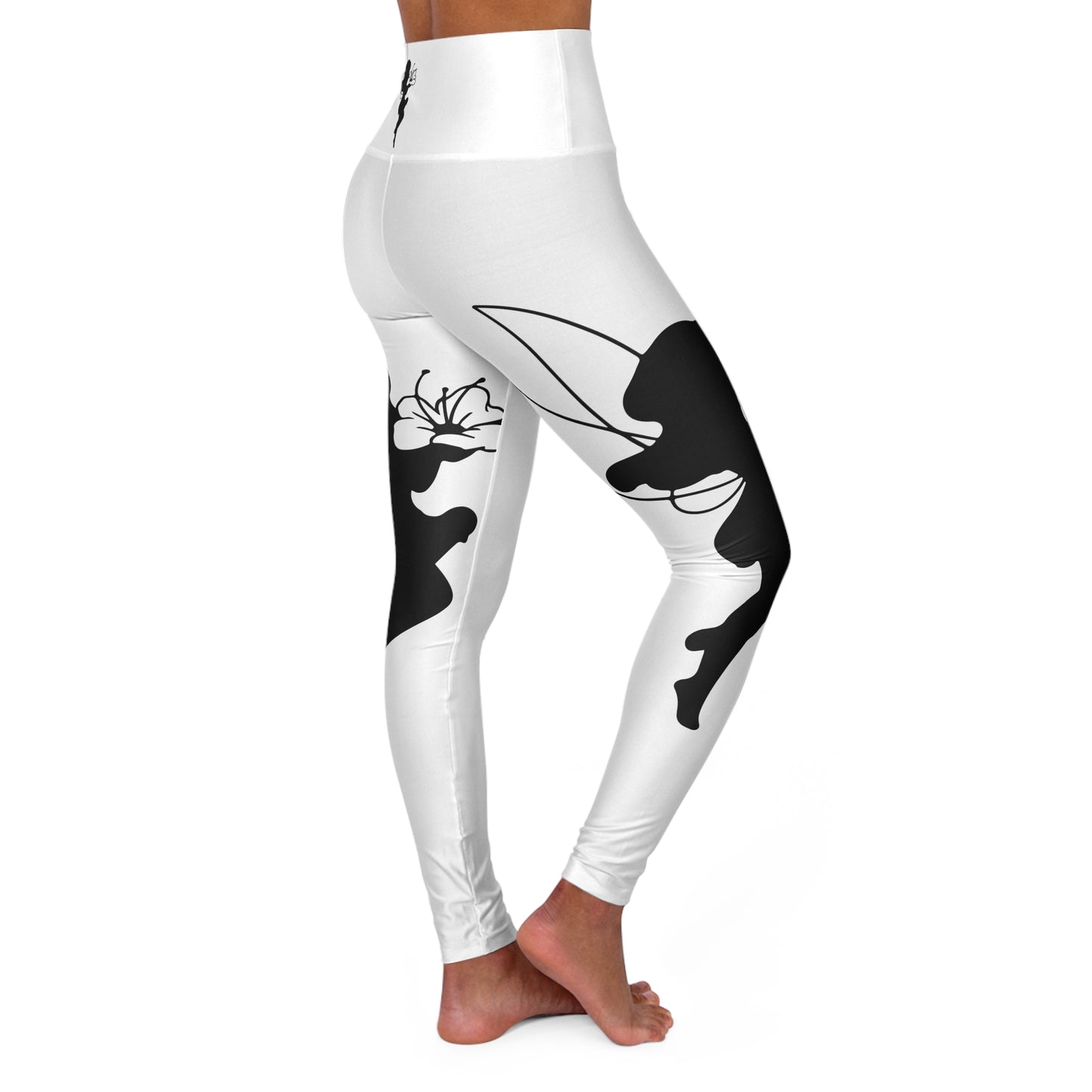 High Waisted Yoga Leggings with Floral & Fairy Design, Comfortable Activewear, Stylish Workout Pants, Fitness Gift, AOP Leggings