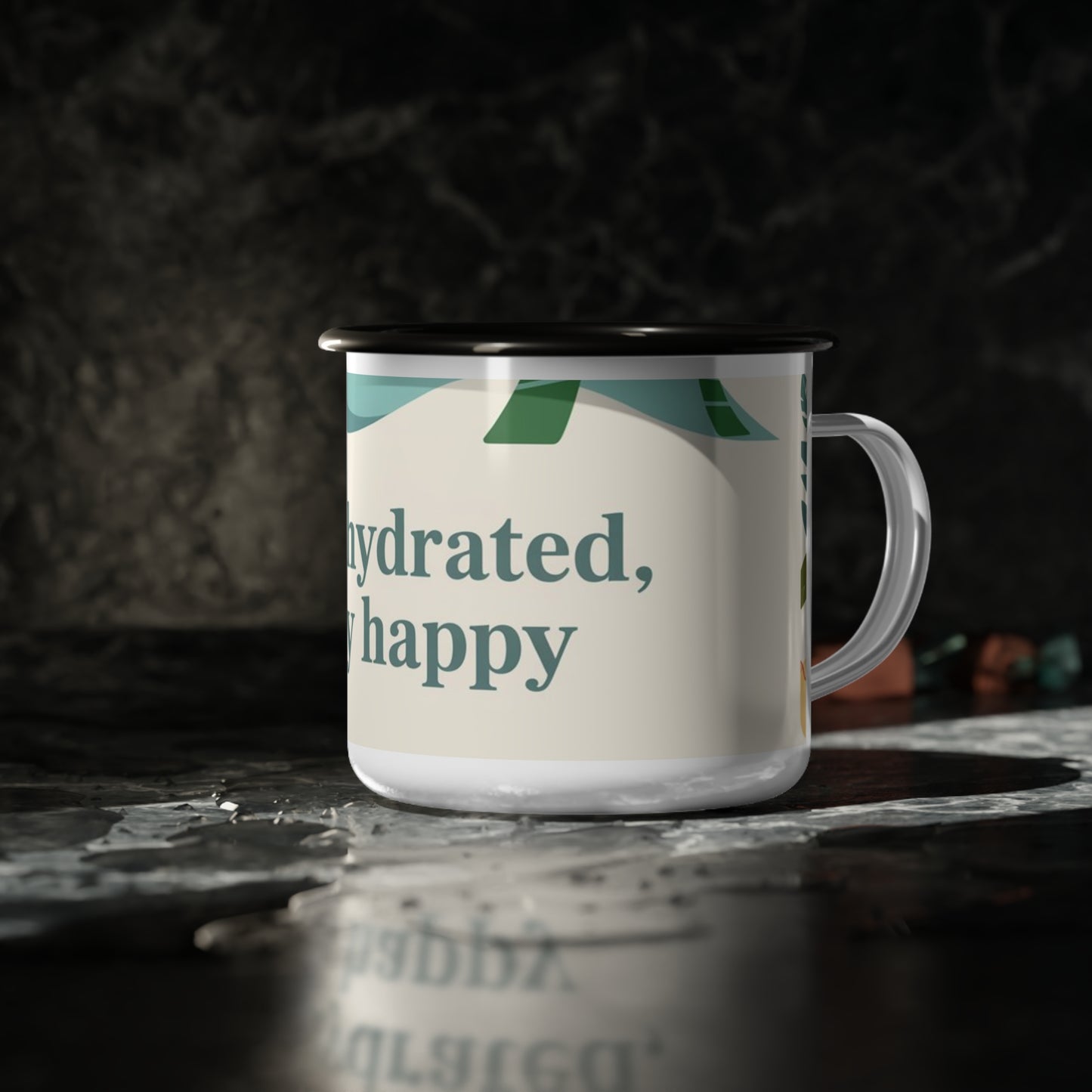 Enamel Camp Cup - Stay Hydrated, Stay Happy | Outdoor Coffee Mug, Gift for Campers, Travel Mug, Eco-Friendly Drinkware,