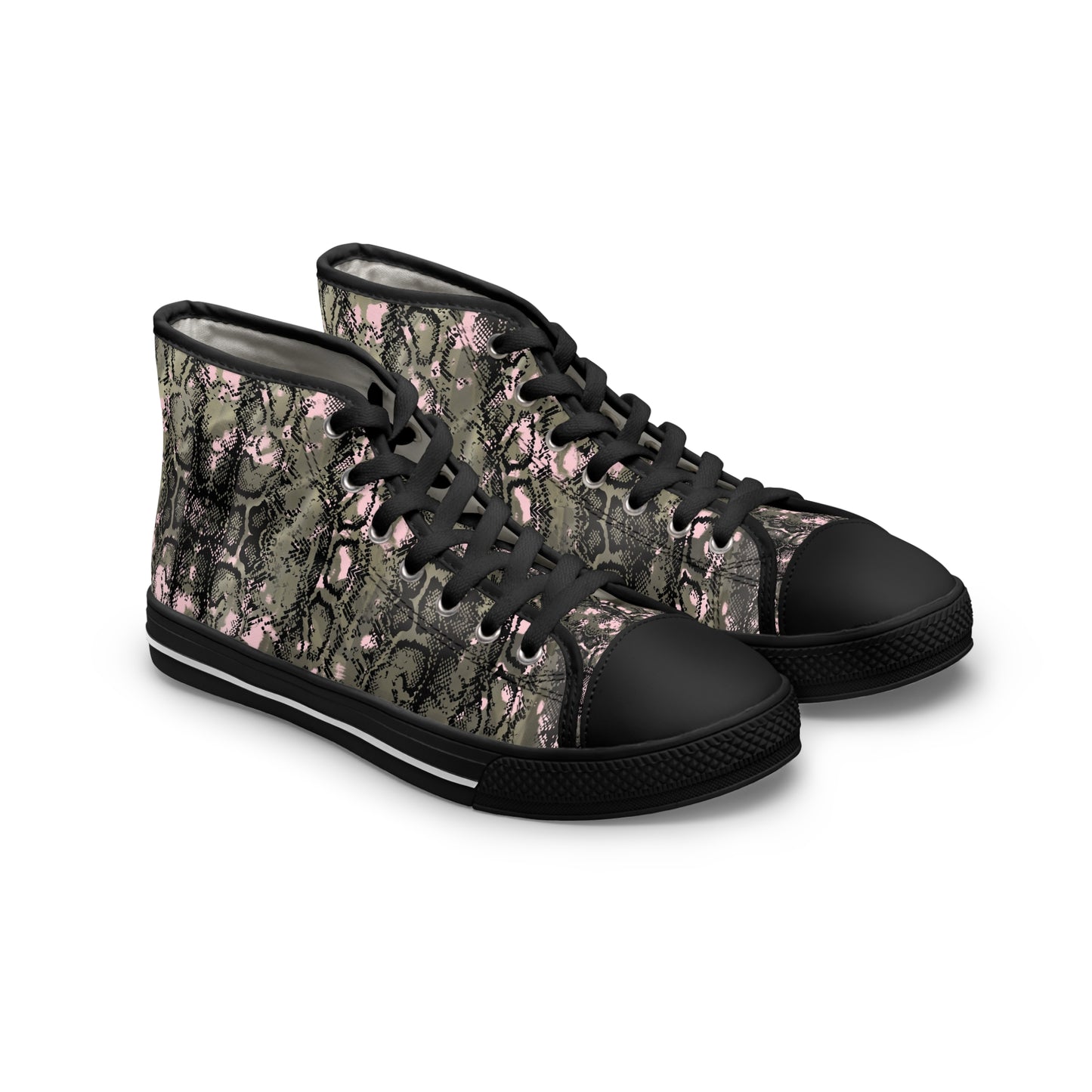 Women’s High Top Sneakers with Unique Snakeskin Design - Trendy Casual Footwear