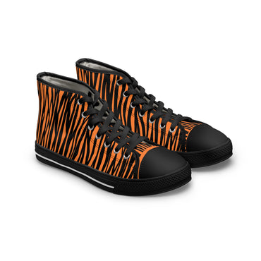 Wild Style Women's High Top Sneakers - Orange Tiger Print