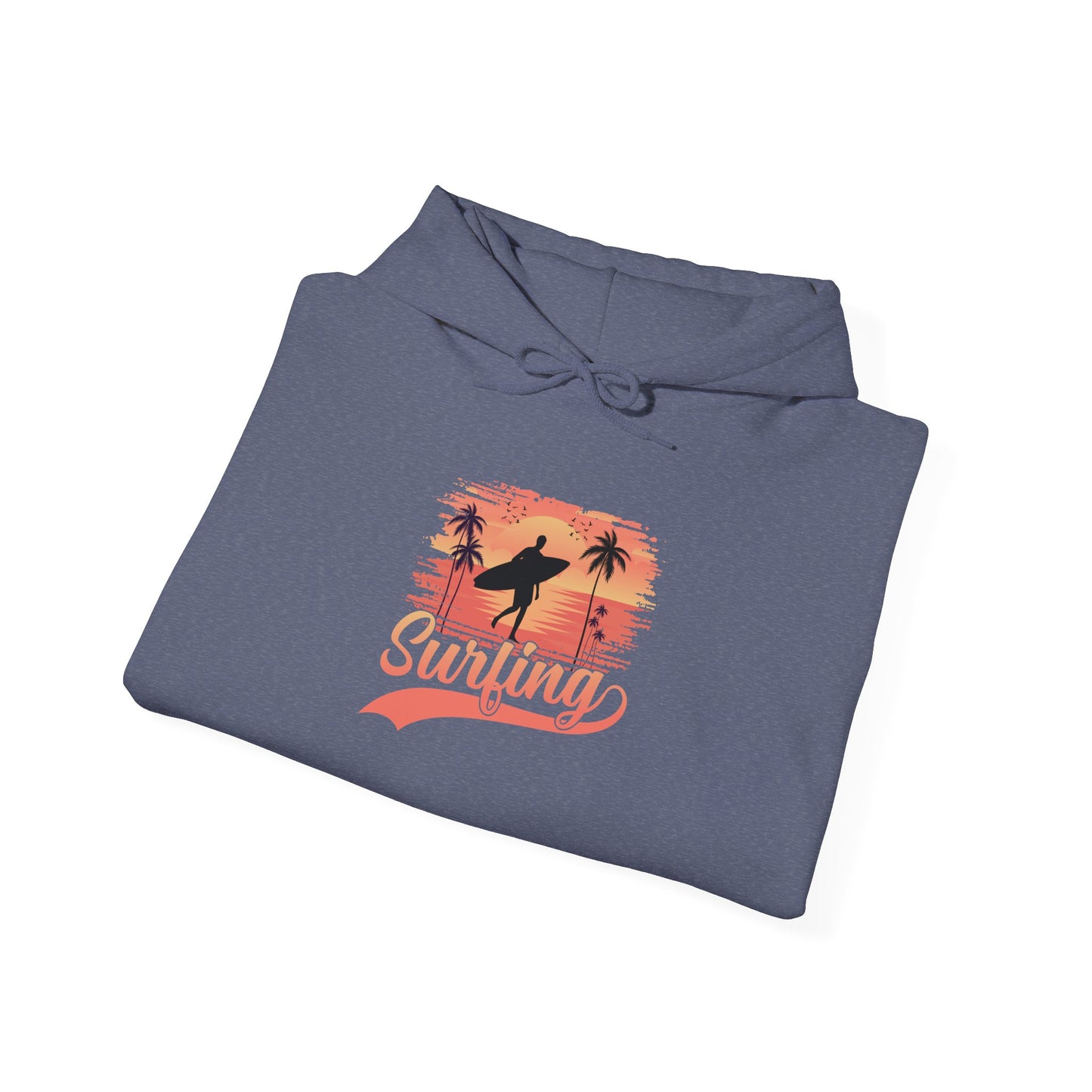 Surfing Vibes Hooded Sweatshirt, Beachwear, Gift for Surfers, Summer Fashion, Casual Wear, Coastal Style