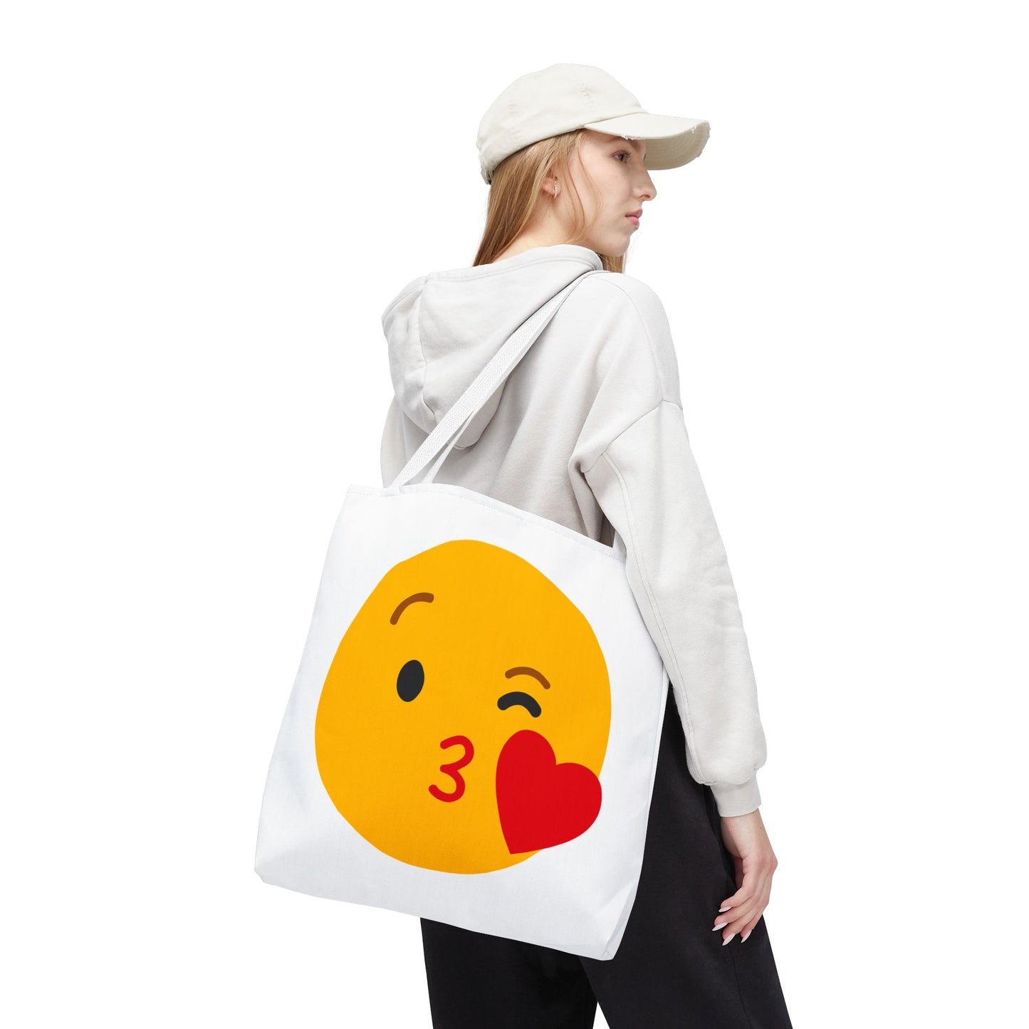 Emoji Kiss Tote Bag, Cute Gift for Friends, Love & Friendship, Reusable Shopping, Fun Casual Bag, Holiday Gifts
