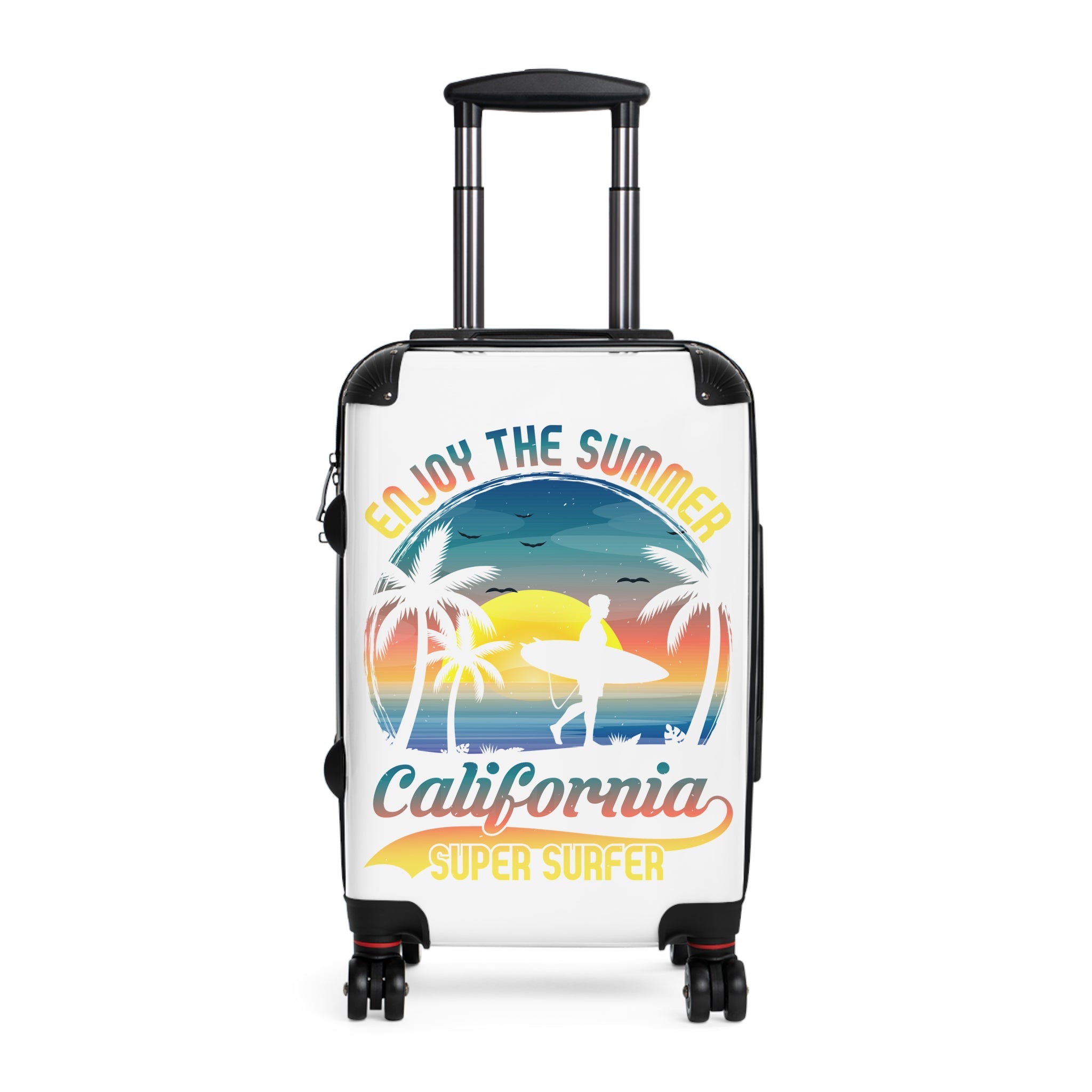 California Super Surfer Suitcase, Summer Travel Luggage, Vacation Bag, Beach Trip Accessory, Fun Travel Gear