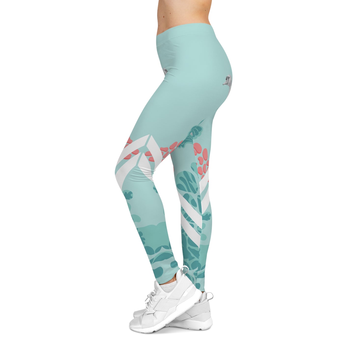 Stylish Floral Leggings with Swans - Women's Casual Activewear