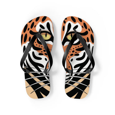 Tiger Flip Flops, Summer Beach Sandals, Vacation Footwear, Fun Poolside Slippers, Wild Tiger Graphic, Animal Print Shoes