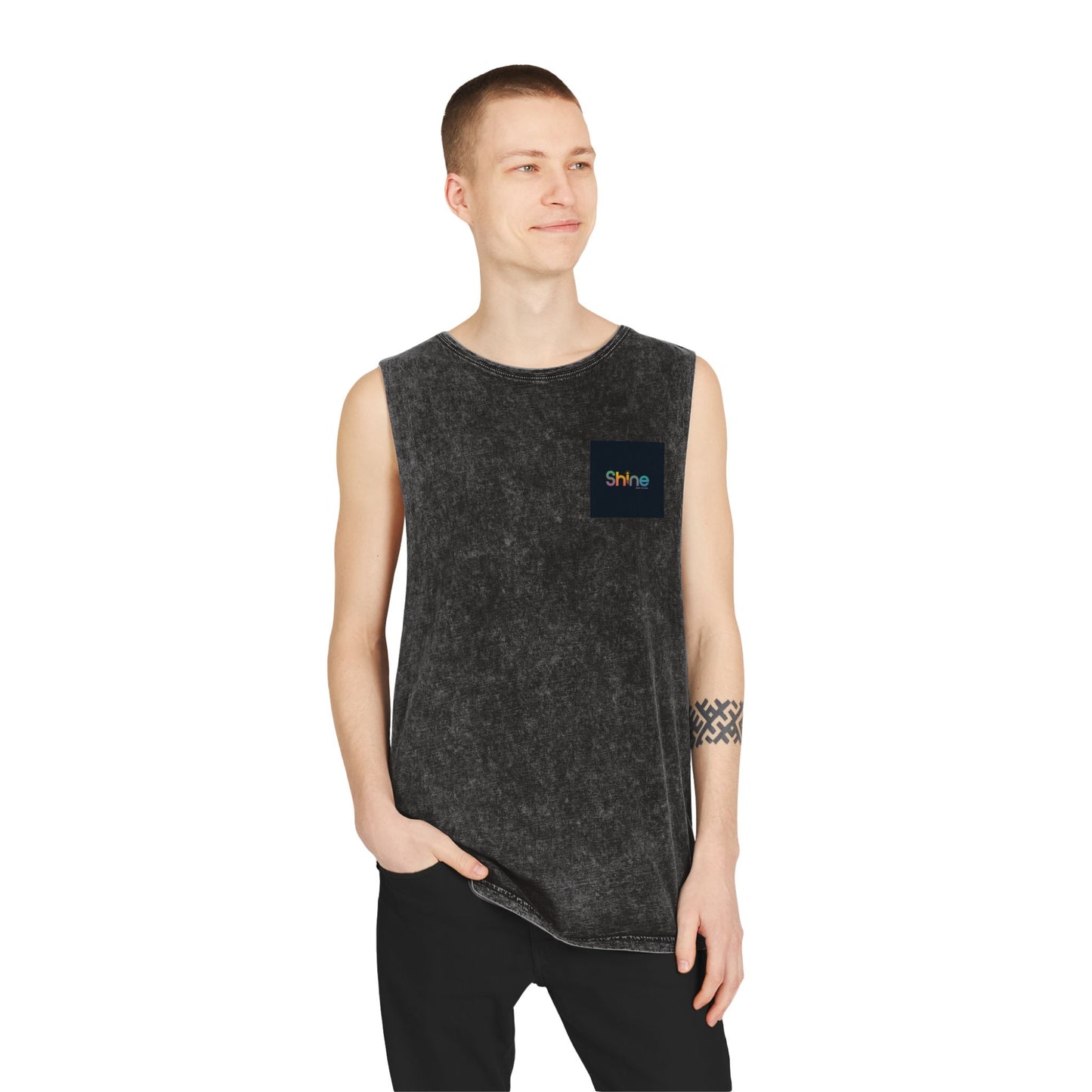 Unisex Stonewash Tank Top - Shine Graphic Tee for Summer Adventures