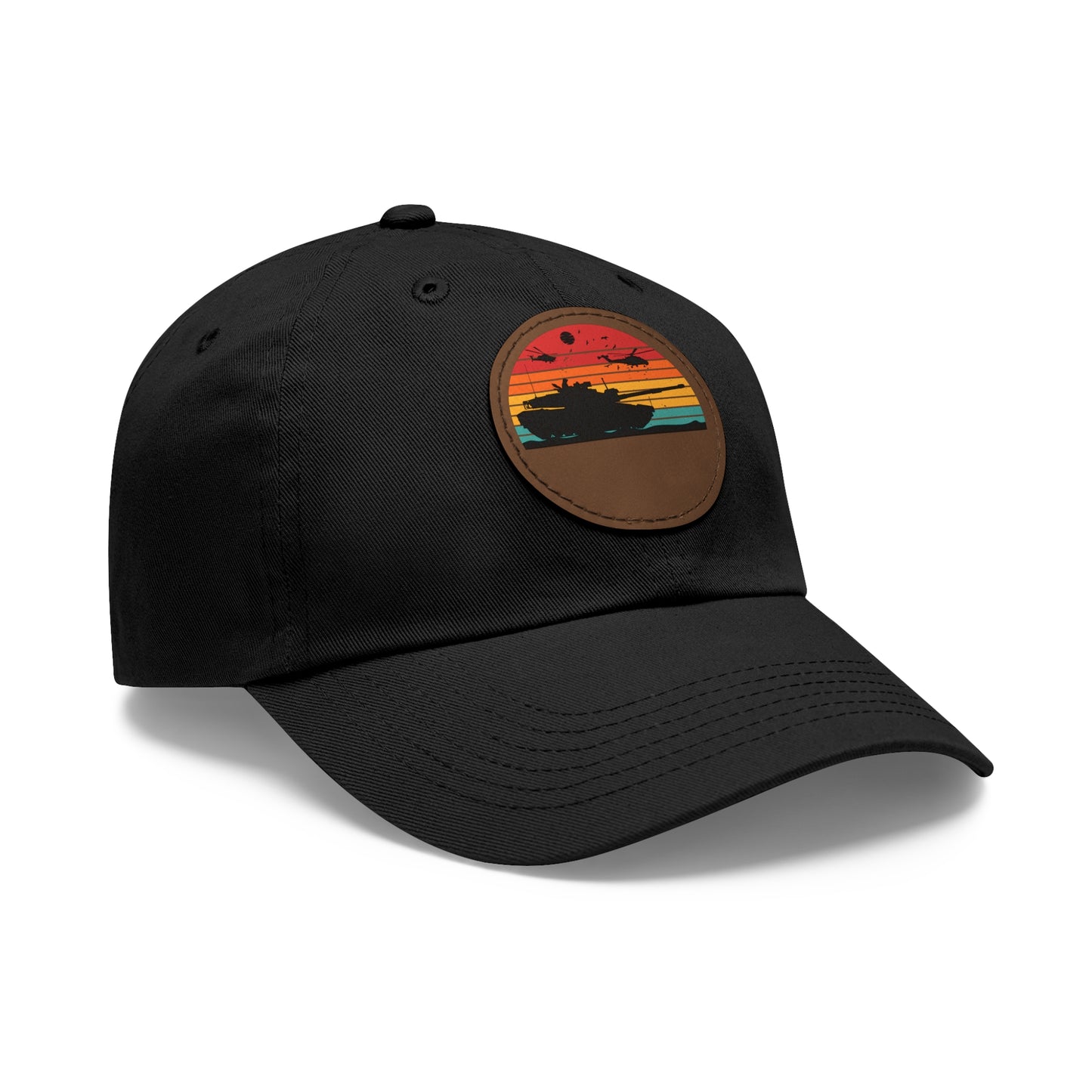 Retro Sunset Dad Hat with Leather Patch