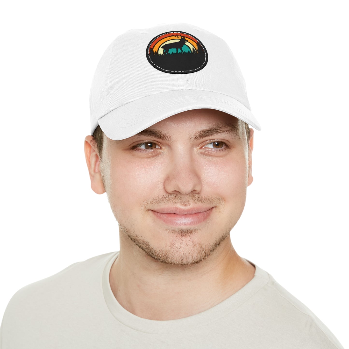 Stylish Dad Hat with Leather Patch - Retro Deer Design