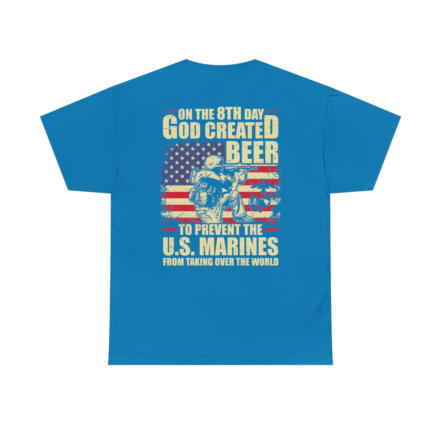 God Created Beer Unisex Heavy Cotton Tee, Fun Patriotic Shirt, Gift for Beer Lovers, US Marines Support, July 4th Celebration