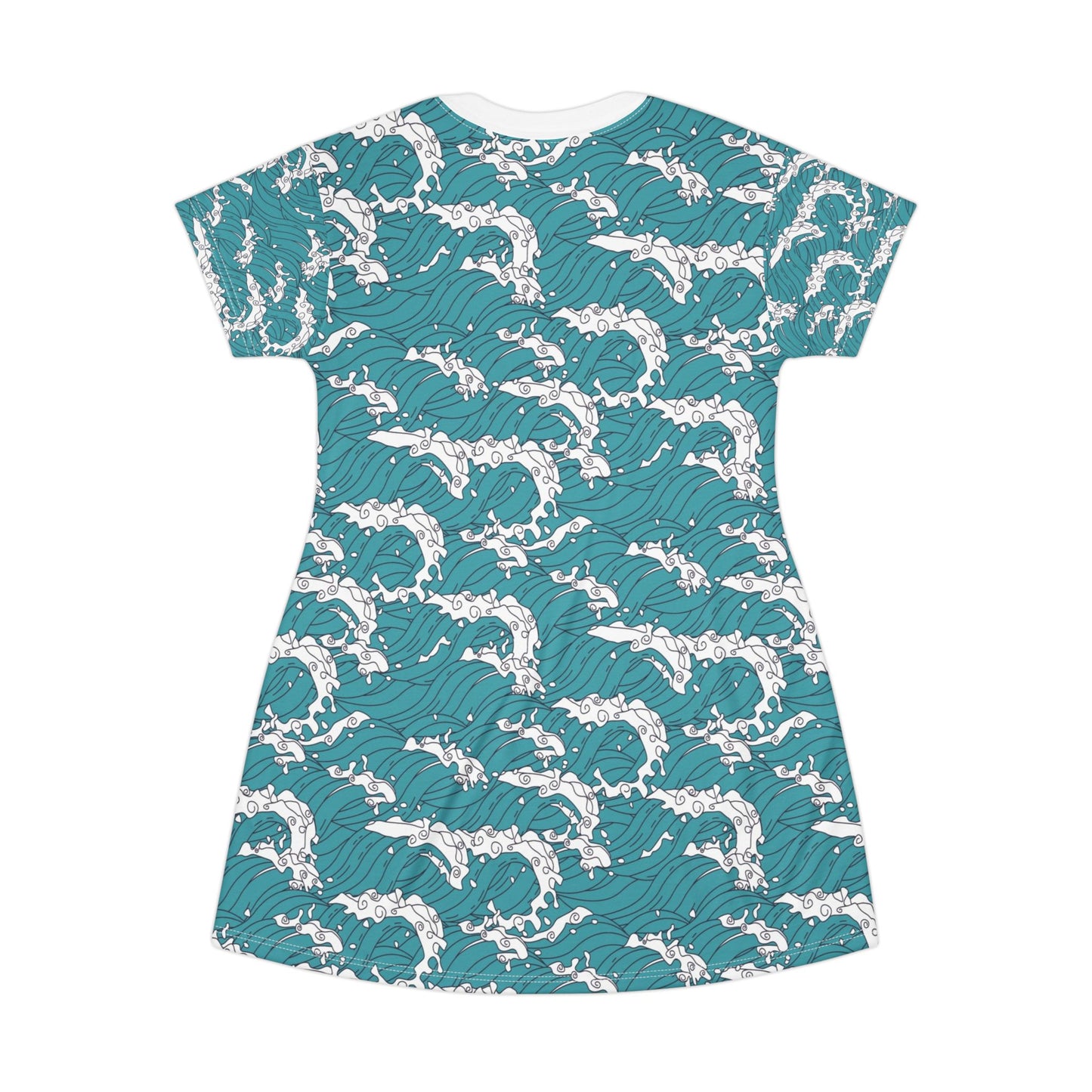 Ocean Waves T-Shirt Dress - Comfortable Summer Fashion for Beach Lovers