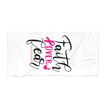 Inspirational Beach Towel - Faith Over Fear, Summer Gift, Poolside Essential, Beach Accessory, Cancer Awareness