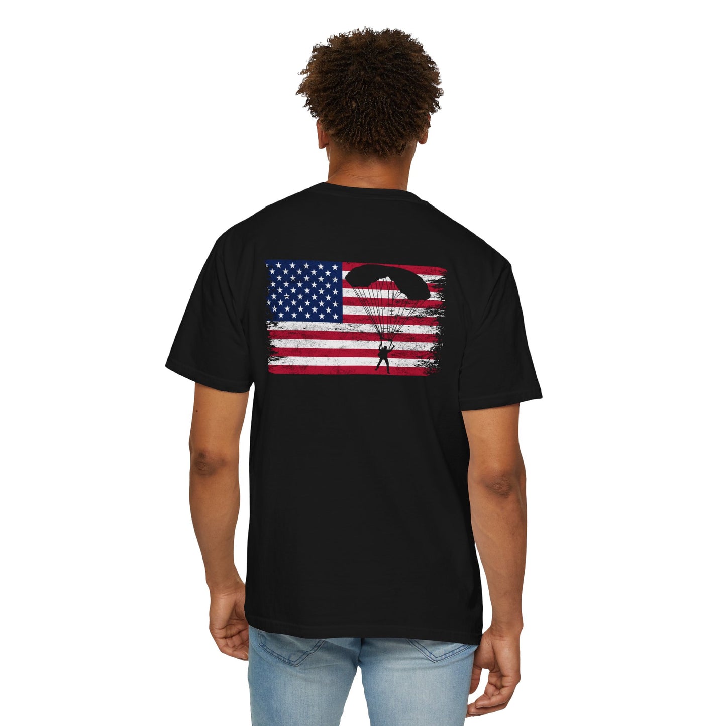 Patriotic Garment-Dyed T-Shirt - Vintage American Flag Design