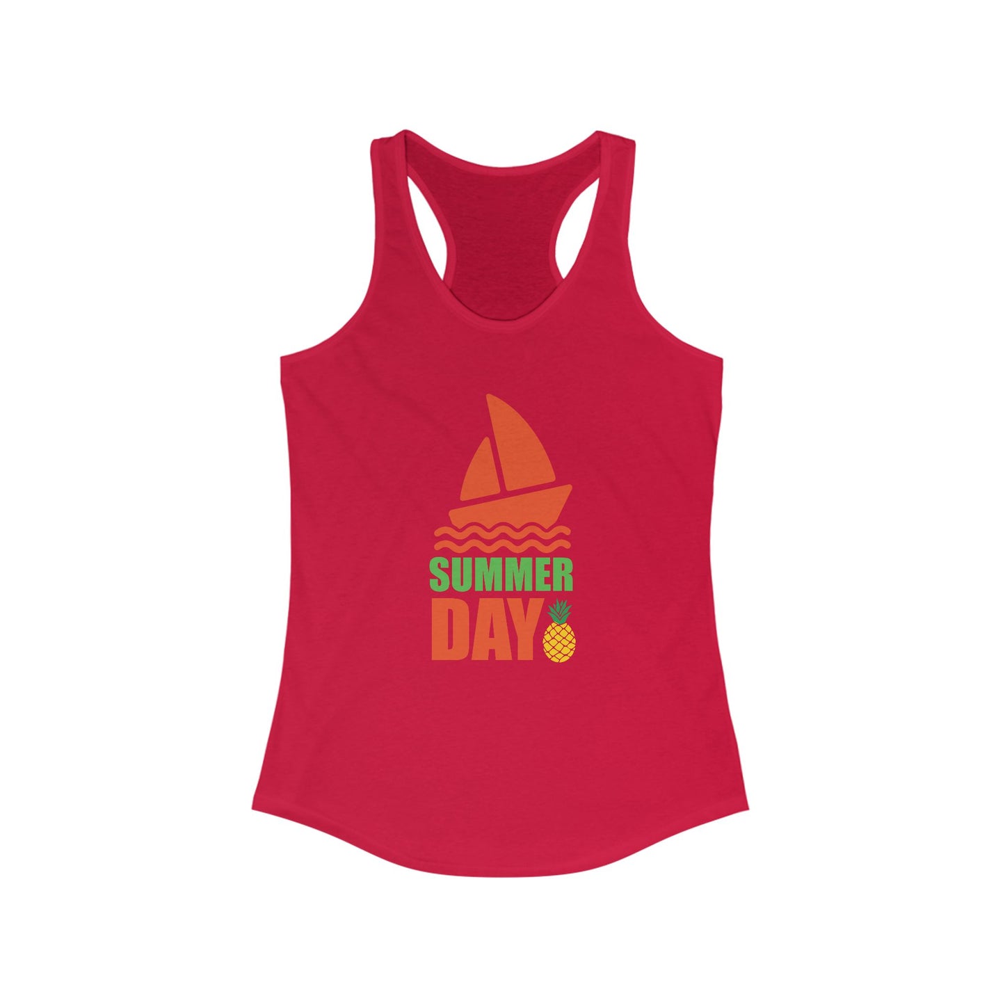 Summer Day Racerback Tank - Perfect for Beach Trips, Yoga, Festivals, and Summer Fun, Ladies' Casual Wear, Gift Idea