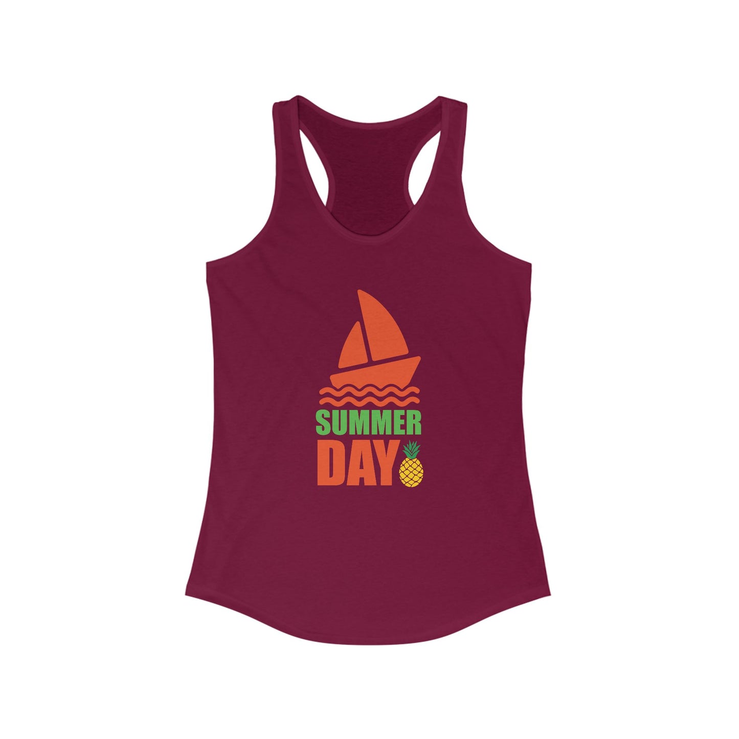 Summer Day Racerback Tank - Perfect for Beach Trips, Yoga, Festivals, and Summer Fun, Ladies' Casual Wear, Gift Idea