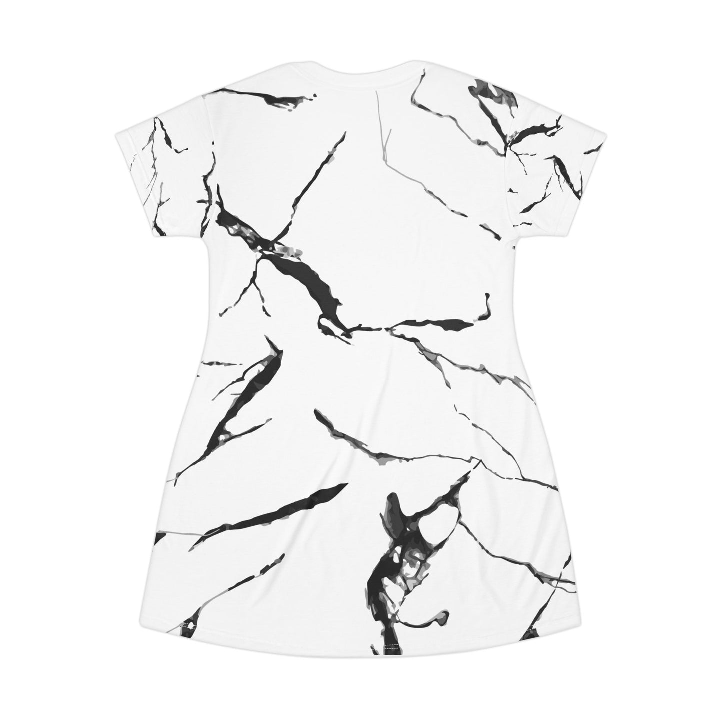 Chic Black and White Marble T-Shirt Dress for Casual Elegance