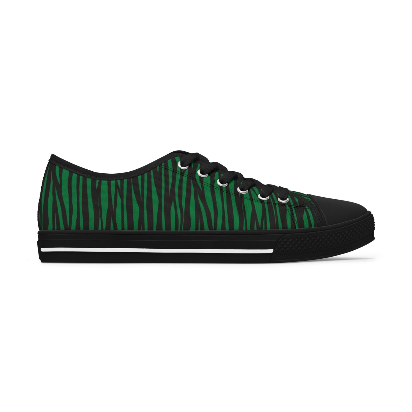 Stylish Green Striped Low Top Sneakers for Women
