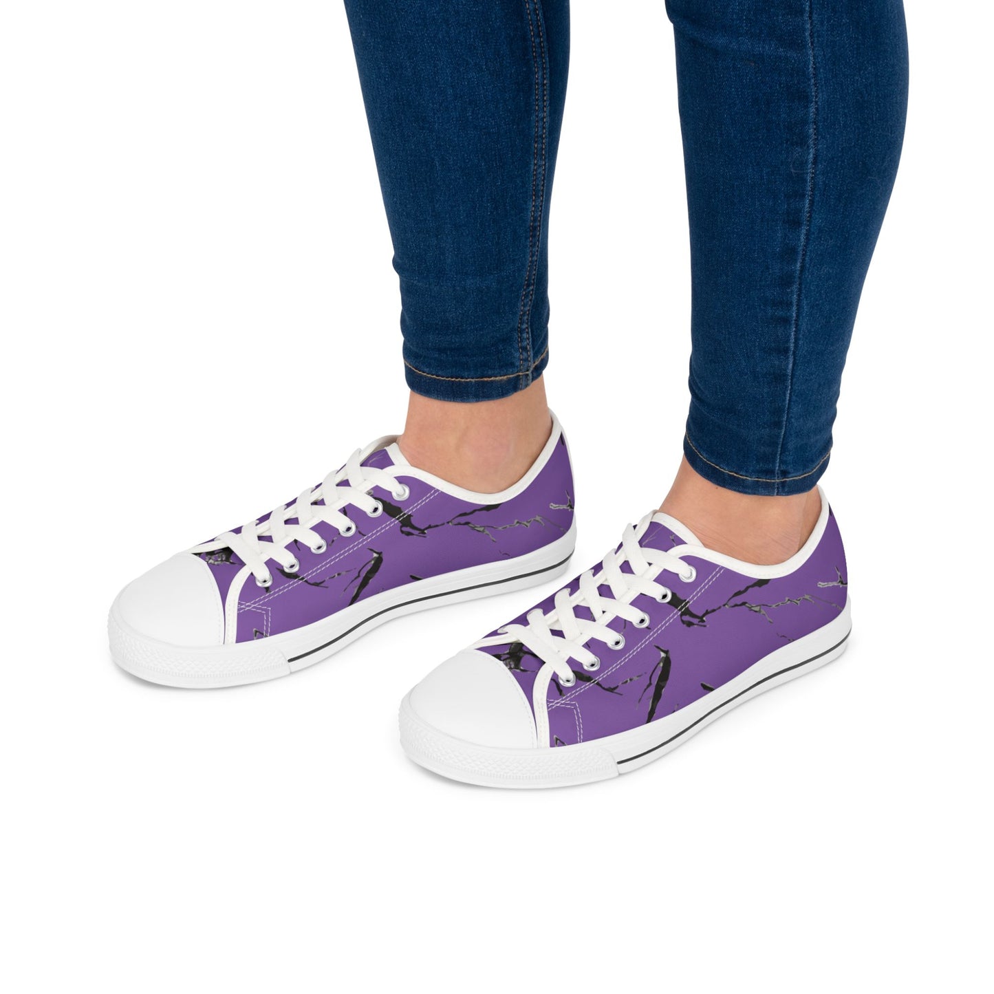 Stylish Women's Purple Marble Low Top Sneakers