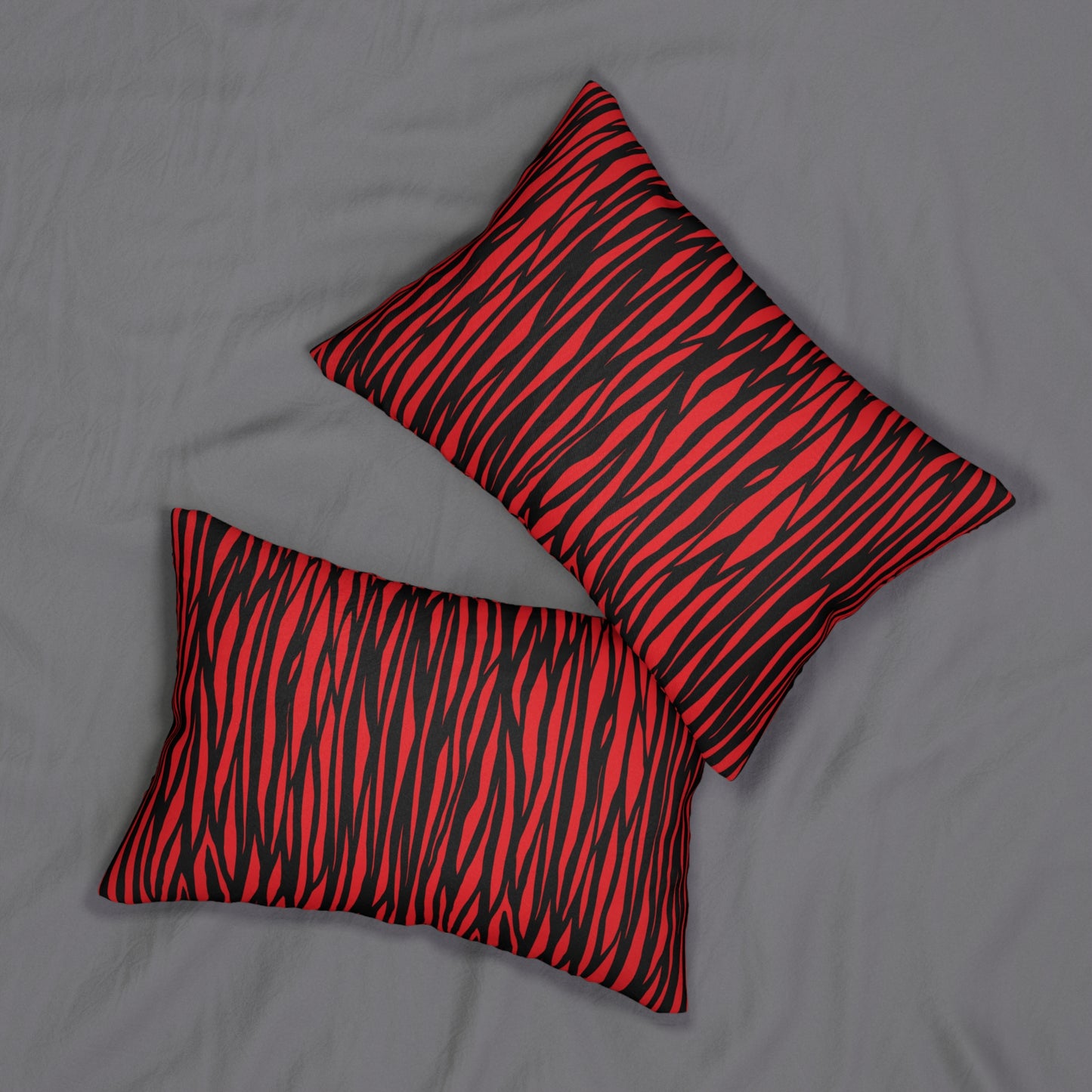 Bold Zebra Striped Lumbar Pillow - Red & Black Decor Accent for Modern Living Spaces