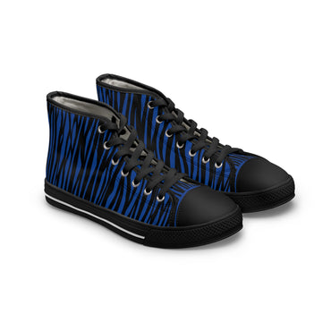 Blue Zebra Print High Top Sneakers, Stylish Casual Shoes, Trendy Footwear for Women, Perfect Gift for Birthdays, Fashion Accessories