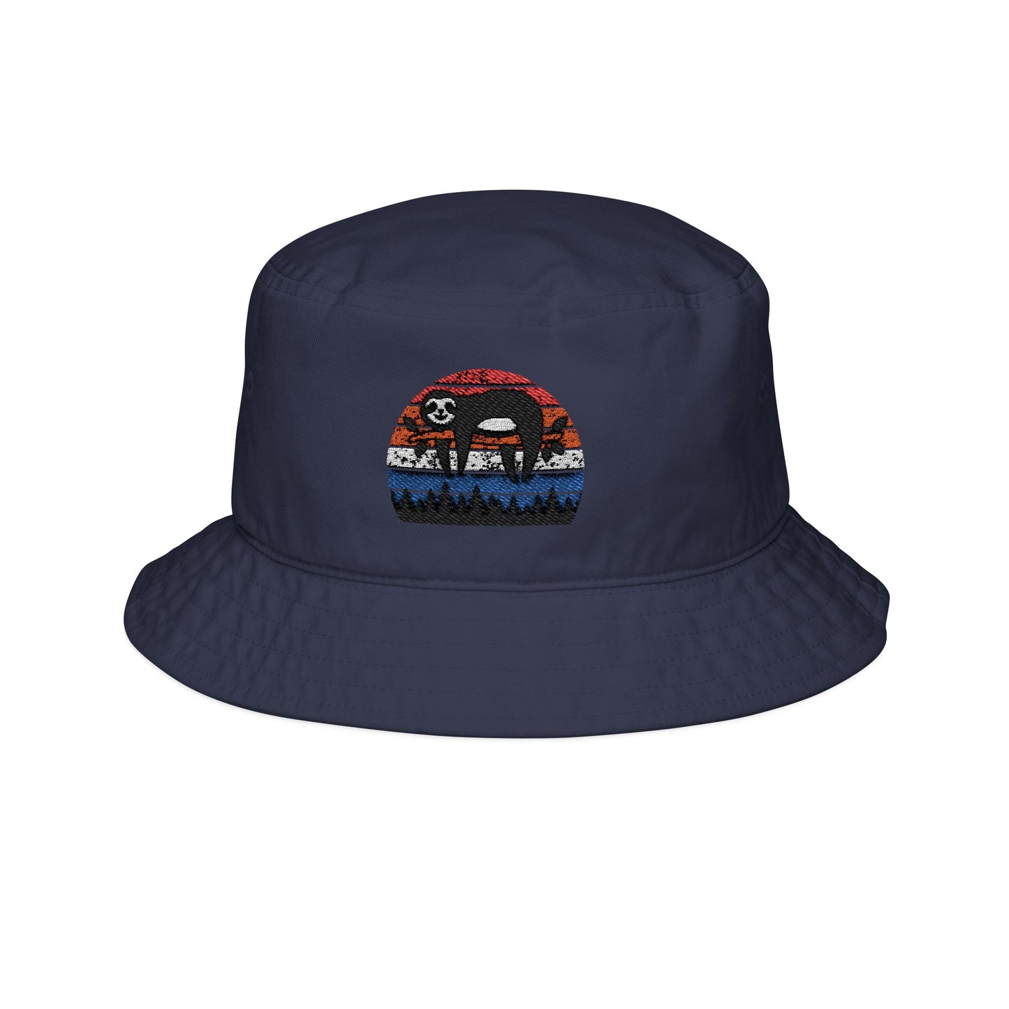 Embroidered Bucket Hat - Vintage Sunset Bear Design