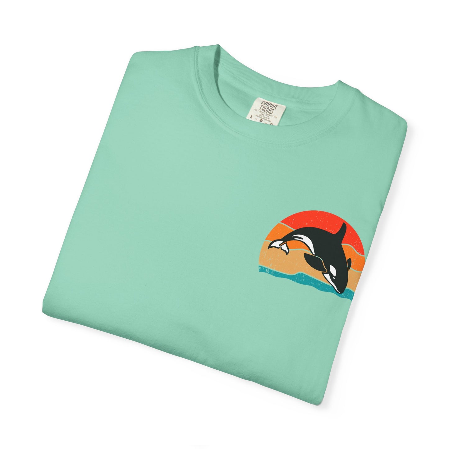 Ocean Sunset Orca Unisex T-Shirt - Relaxed, Vibrant Beach Vibes