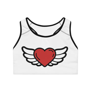 Heart Wings Sports Bra, Workout Bra, Activewear, Gift for Fitness Lovers, Valentine’s Day Gift, Motivational Gym Wear