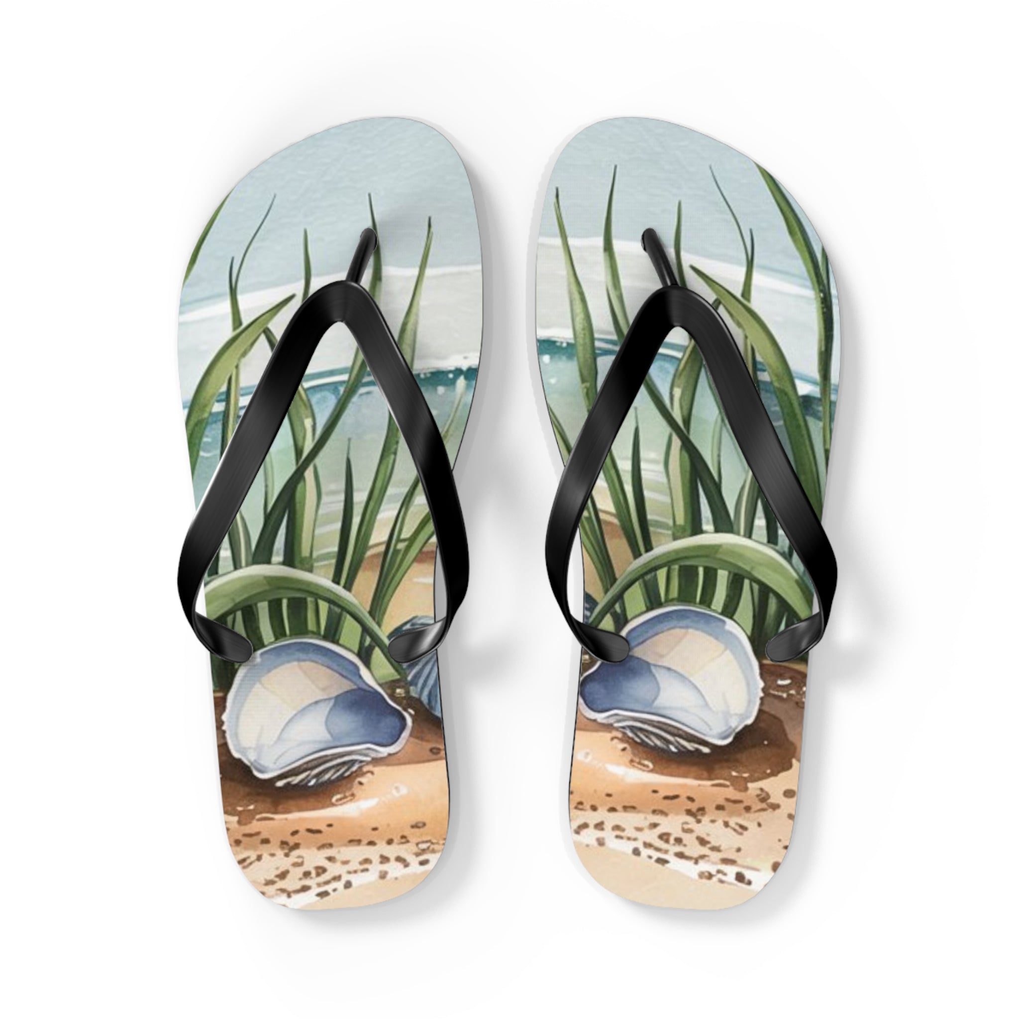 Beachy Shell Flip Flops, Summer Footwear, Ocean Vibe Sandals, Vacation Essential, Nautical Gift