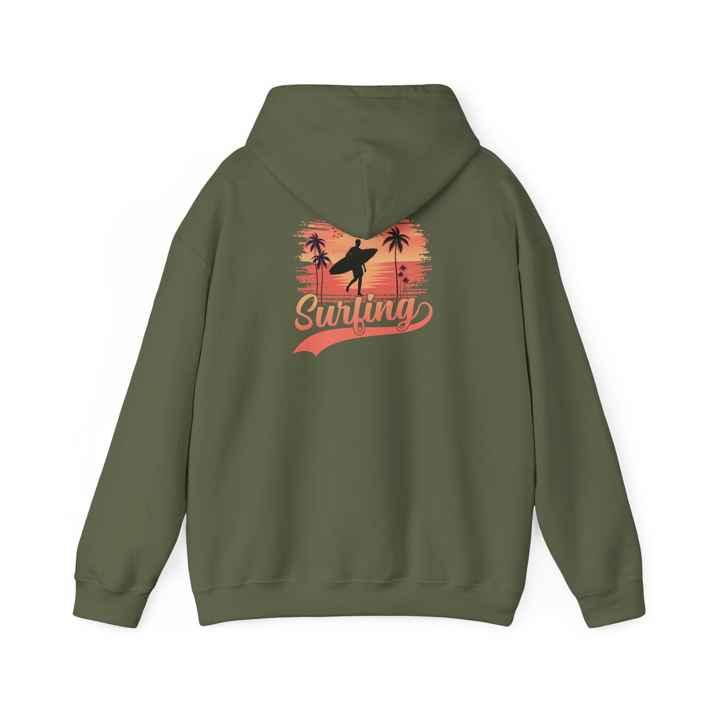 Surfing Vibes Hooded Sweatshirt, Beachwear, Gift for Surfers, Summer Fashion, Casual Wear, Coastal Style