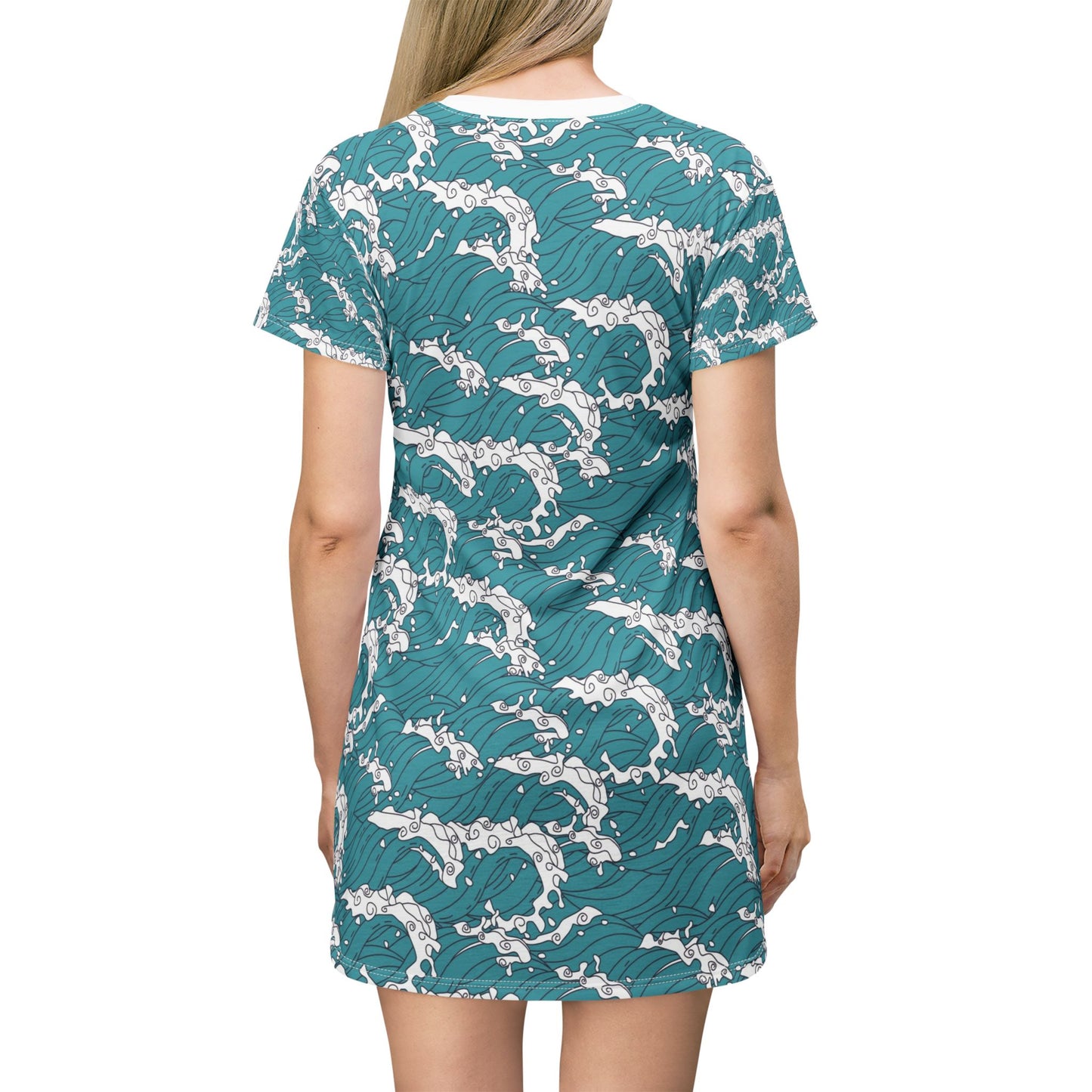 Ocean Waves T-Shirt Dress - Comfortable Summer Fashion for Beach Lovers