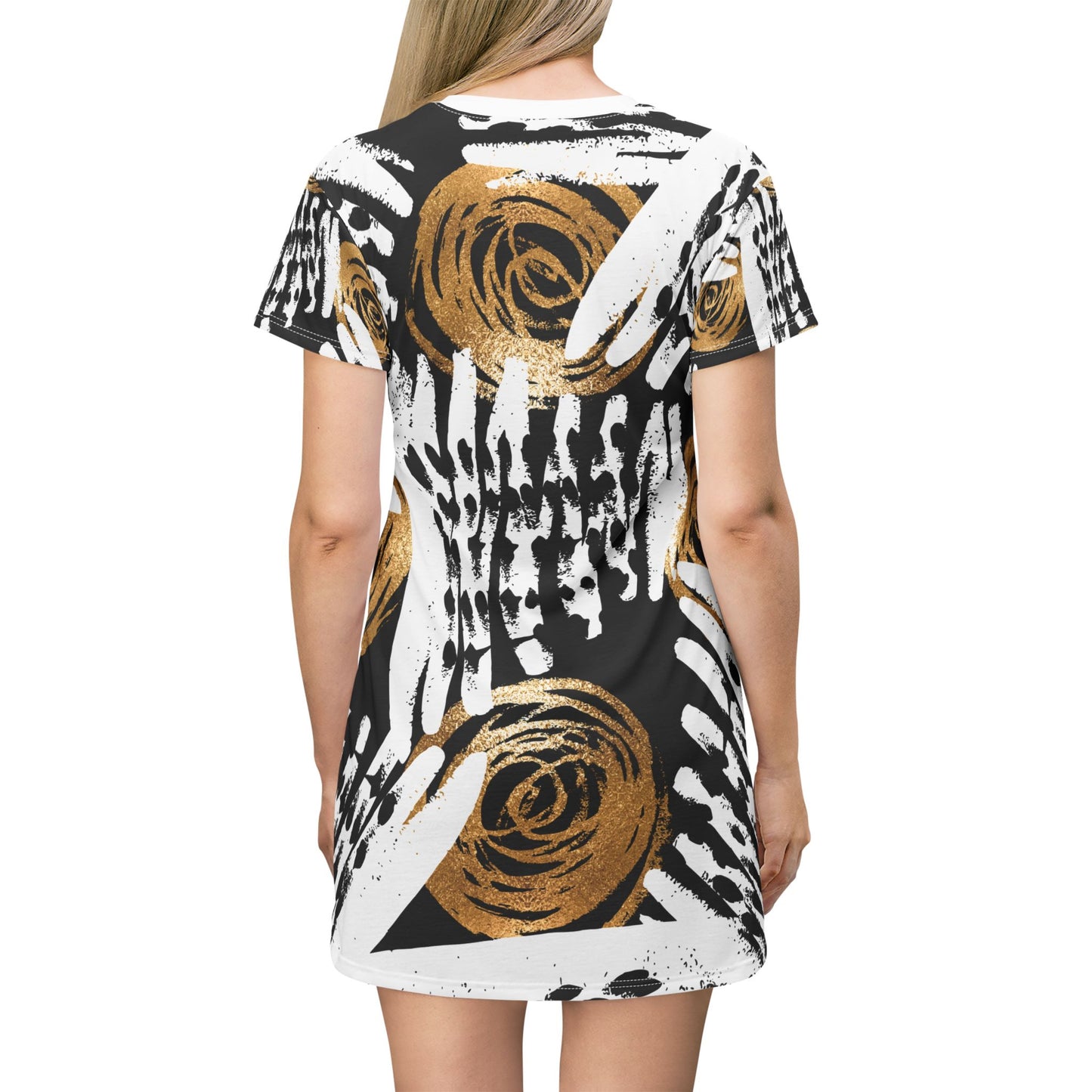 Chic Abstract Art T-Shirt Dress | Stylish Casual Wear for Everyday Elegance
