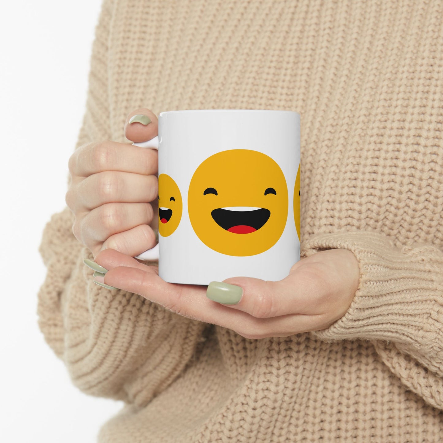 Smiley Face Ceramic Mug - 11oz & 15oz | Fun Coffee Mug for Happiness Lovers