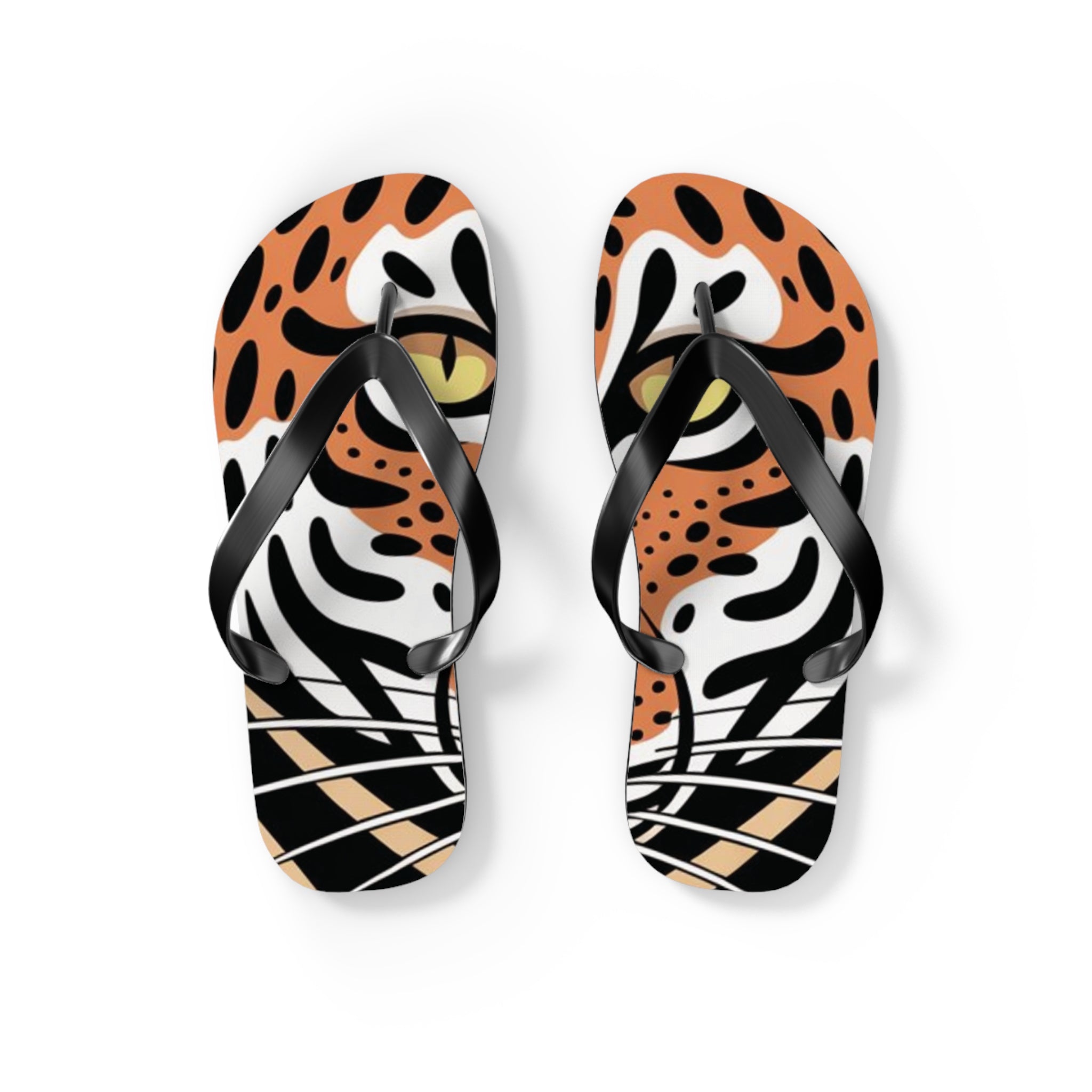 Tiger Flip Flops, Summer Beach Sandals, Vacation Footwear, Fun Poolside Slippers, Wild Tiger Graphic, Animal Print Shoes