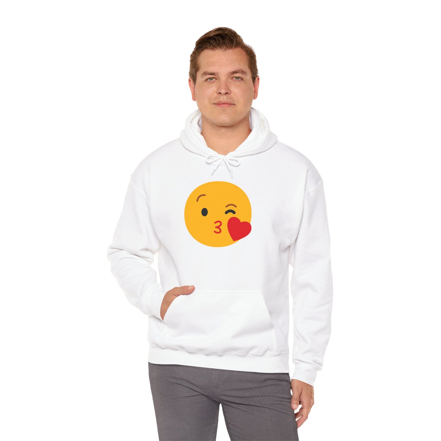 Kiss Emoji Hooded Sweatshirt | Unisex Heavy Blend™