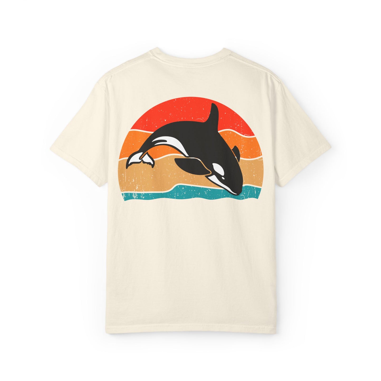 Ocean Sunset Orca Unisex T-Shirt - Relaxed, Vibrant Beach Vibes