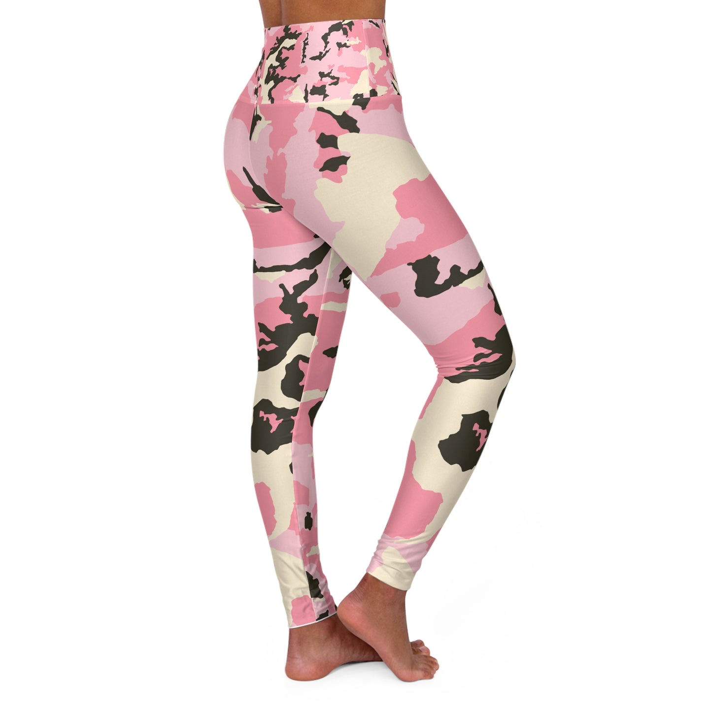 Stylish High Waisted Yoga Leggings - Pink Camouflage Design for Active Lifestyles