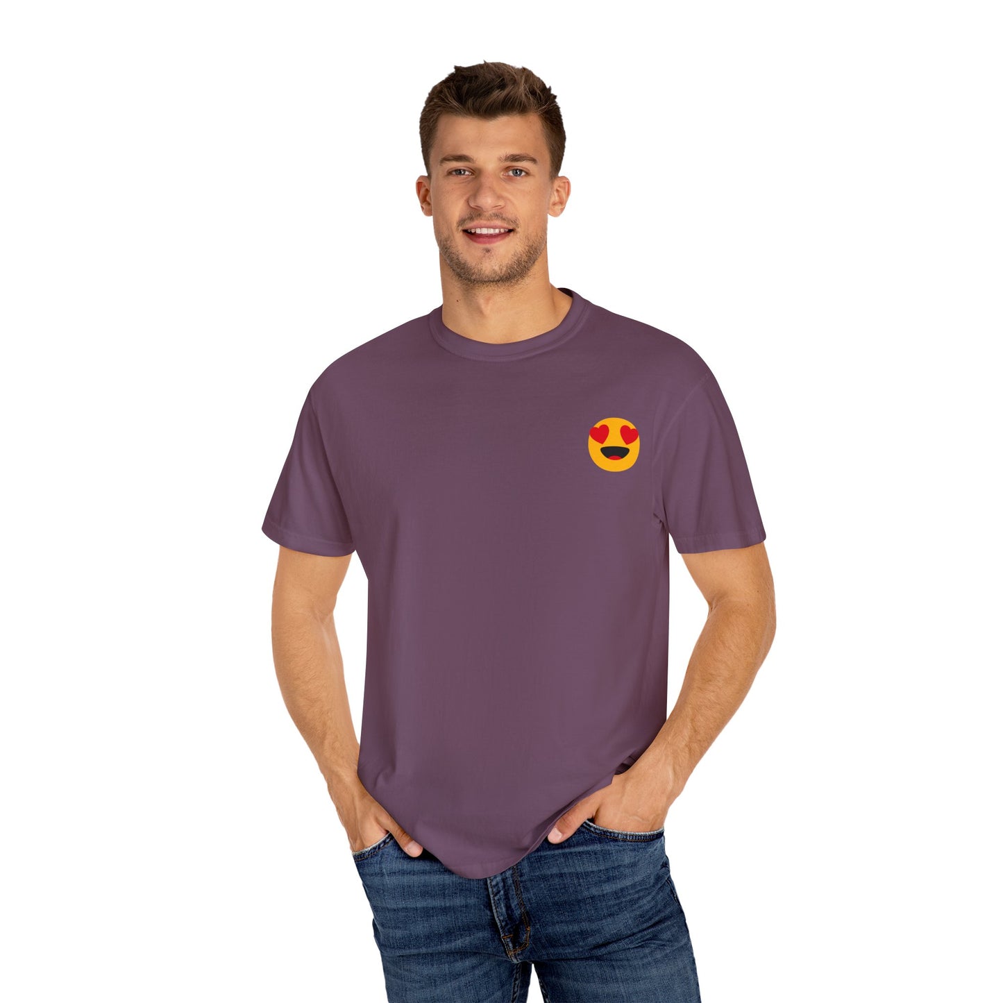 Love Emoji Garment-Dyed Unisex T-Shirt | Perfect for Valentine's Day & Casual Wear