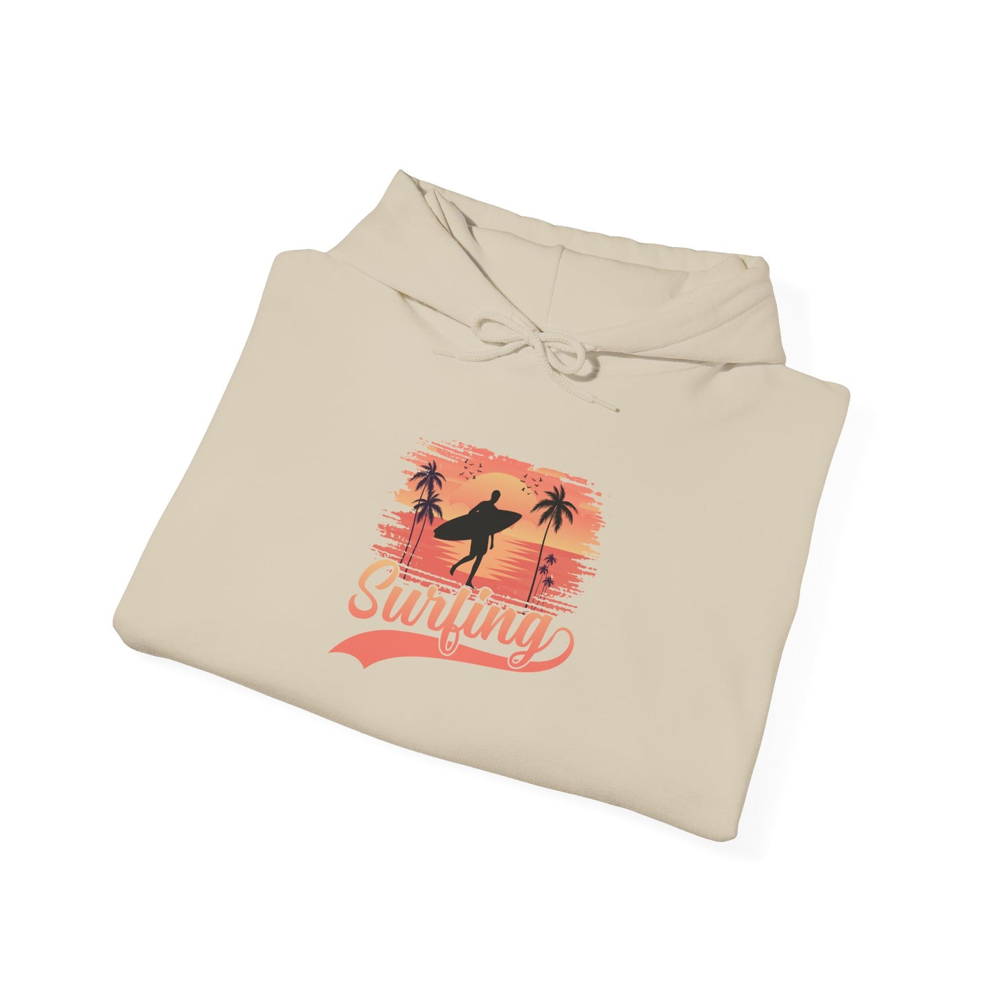 Surfing Vibes Hooded Sweatshirt, Beachwear, Gift for Surfers, Summer Fashion, Casual Wear, Coastal Style