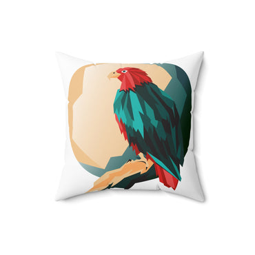 Tropical Parrot Decorative Pillow with Geometric Design