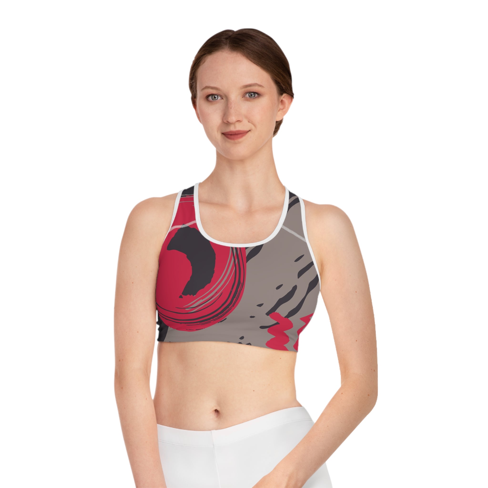 Abstract Wave Sports Bra - Stylish Activewear for Fitness Enthusiasts