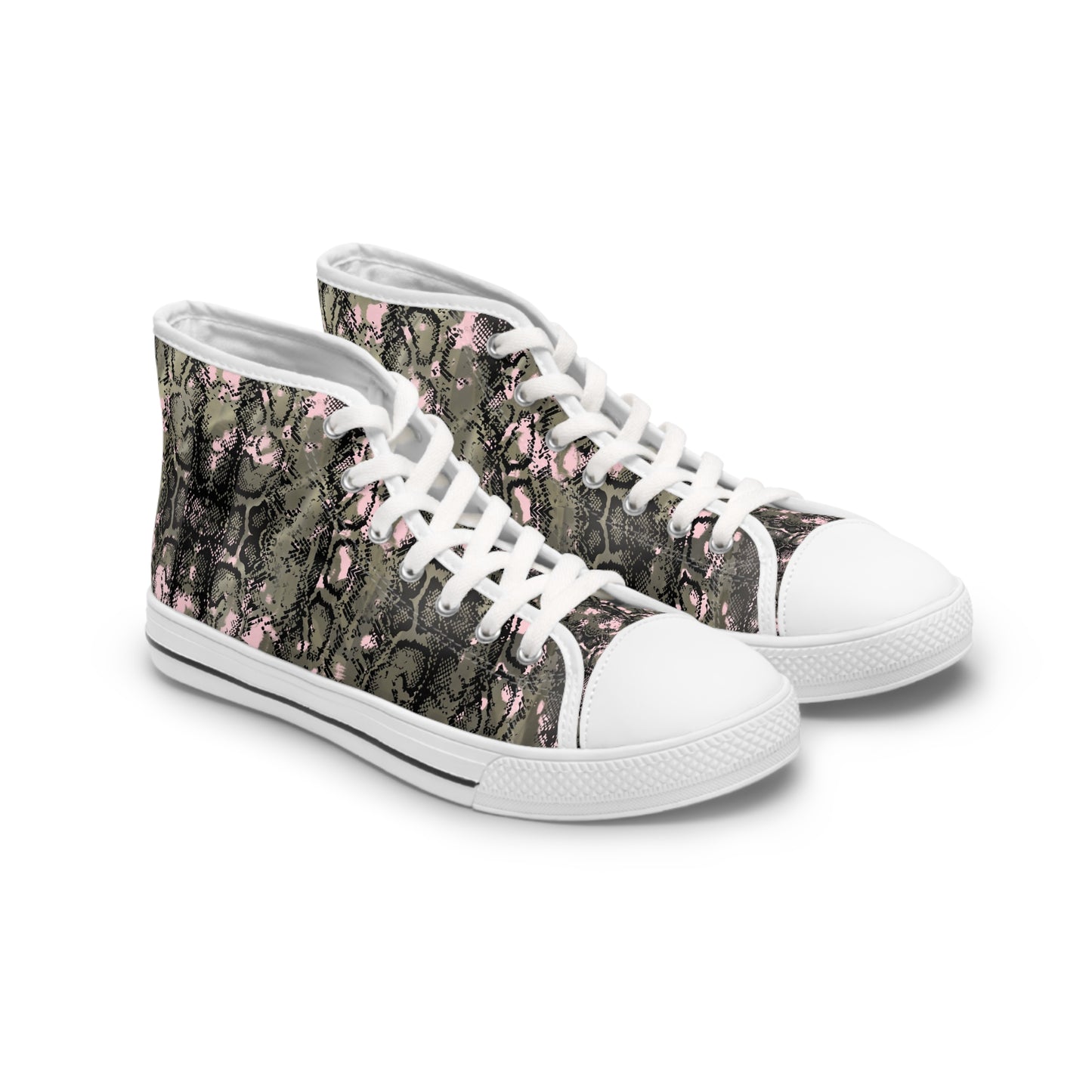 Women’s High Top Sneakers with Unique Snakeskin Design - Trendy Casual Footwear