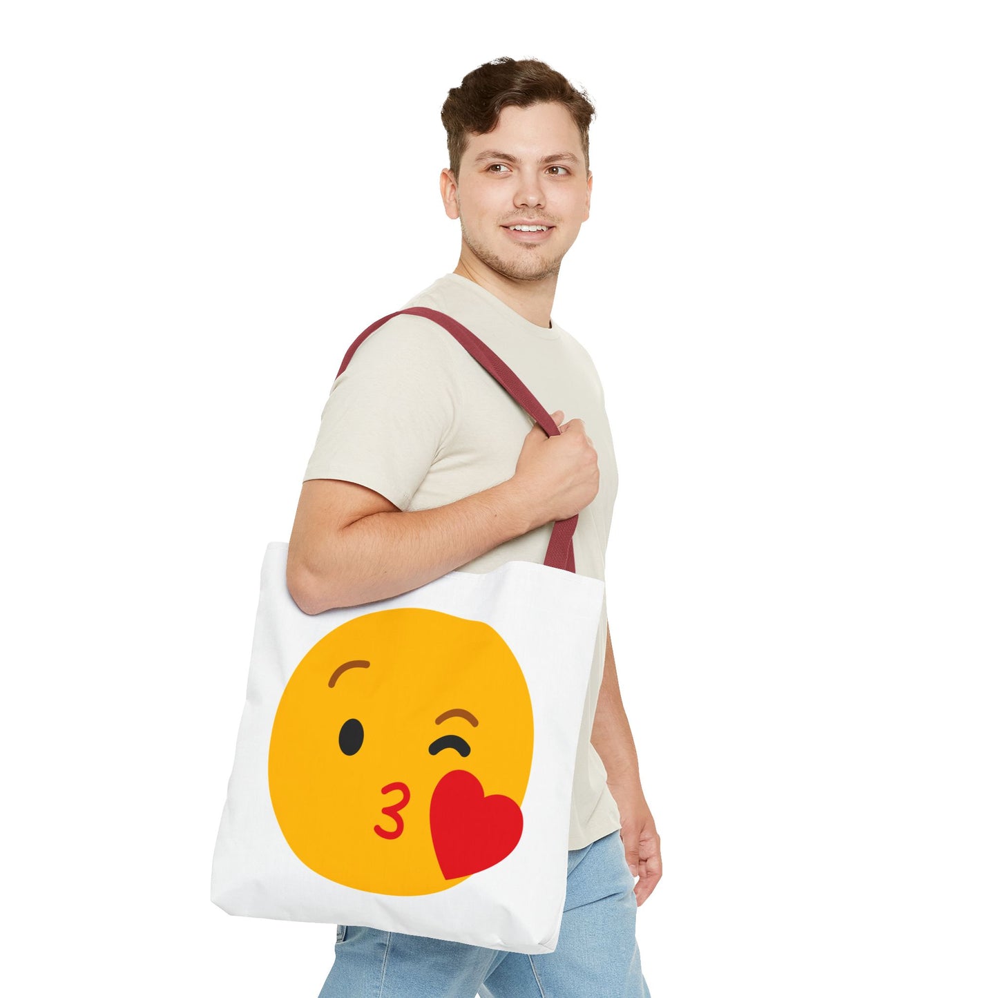 Emoji Kiss Tote Bag, Cute Gift for Friends, Love & Friendship, Reusable Shopping, Fun Casual Bag, Holiday Gifts