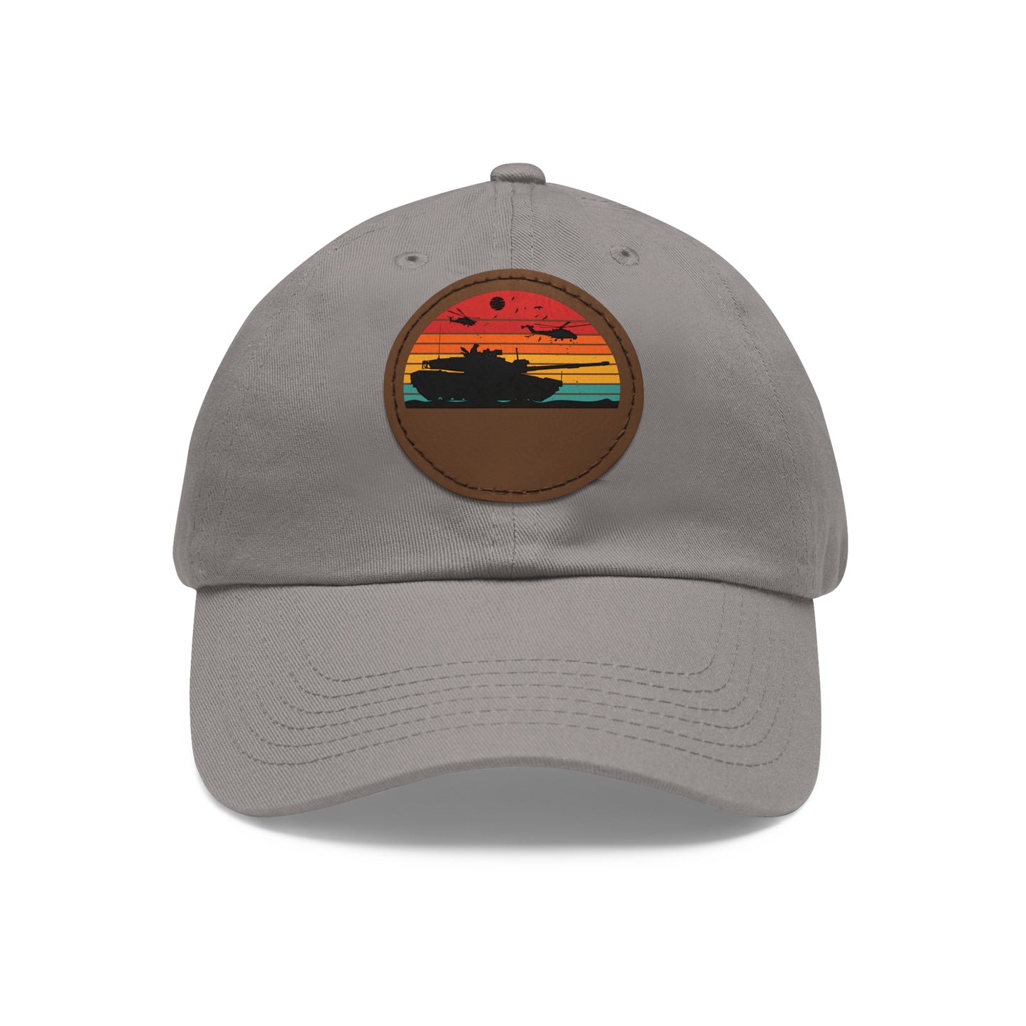 Retro Sunset Dad Hat with Leather Patch