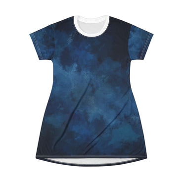 Chic Blue Tie-Dye T-Shirt Dress - Casual Summer Style