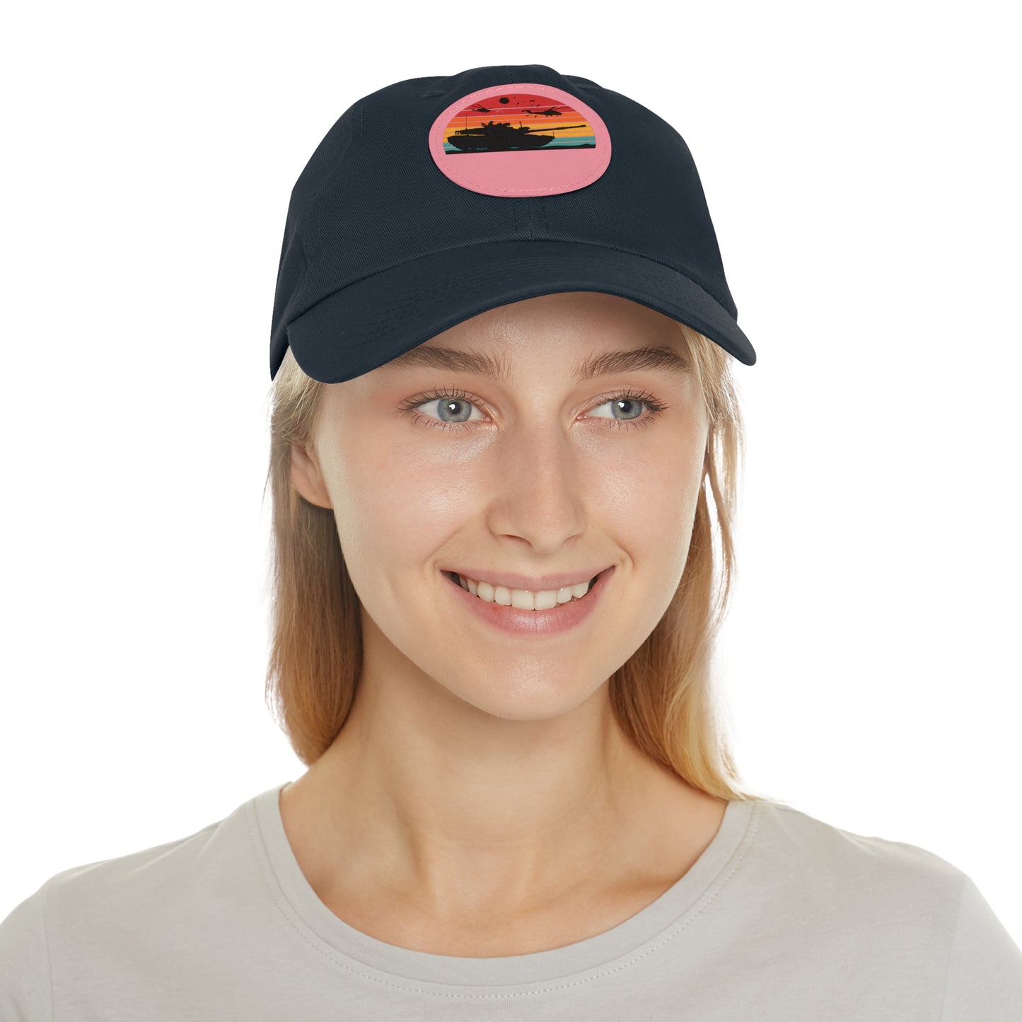 Retro Sunset Dad Hat with Leather Patch