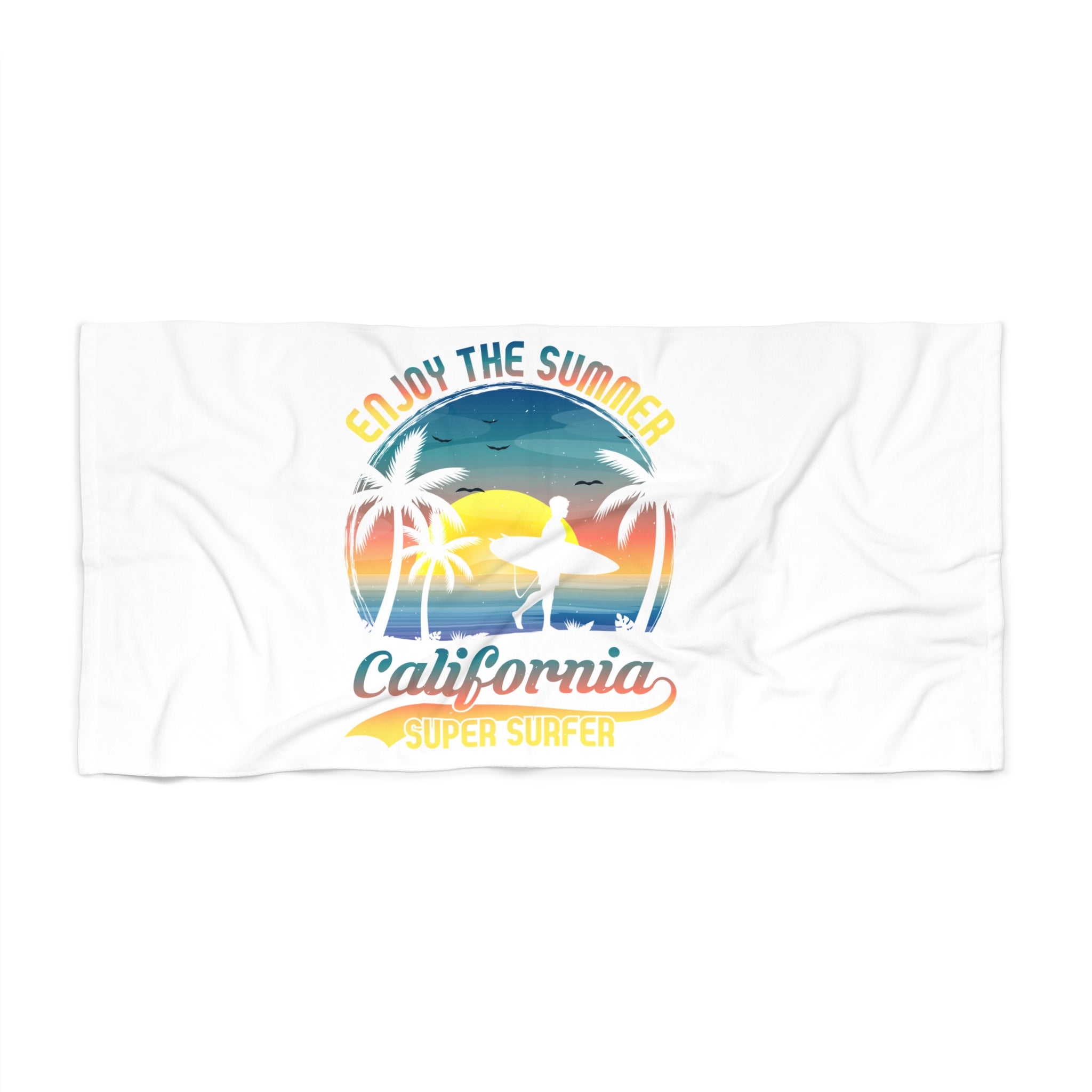 California Super Surfer Beach Towel, Fun Summer Vibe Bathing Towel, Perfect for Vacation, Surfing Enthusiasts, Poolside