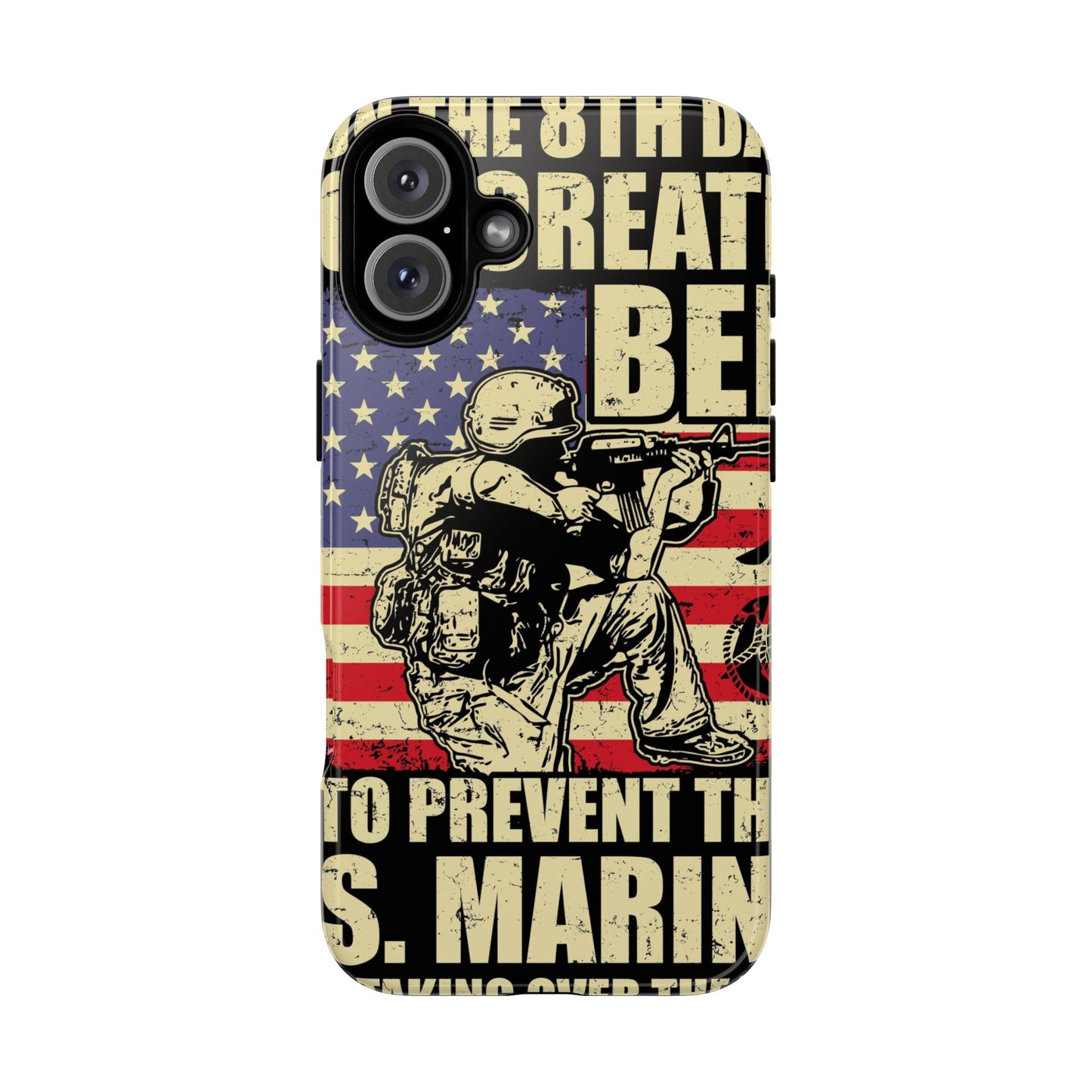 Military-Themed Phone Case - 'God Created Beer' Design