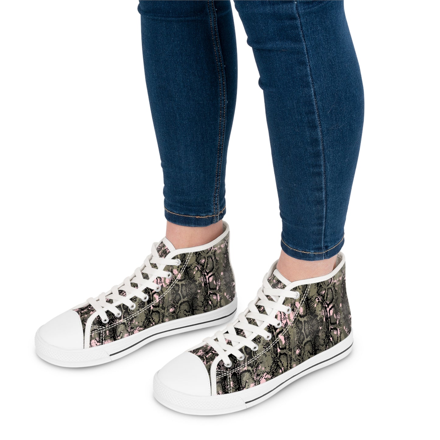 Women’s High Top Sneakers with Unique Snakeskin Design - Trendy Casual Footwear