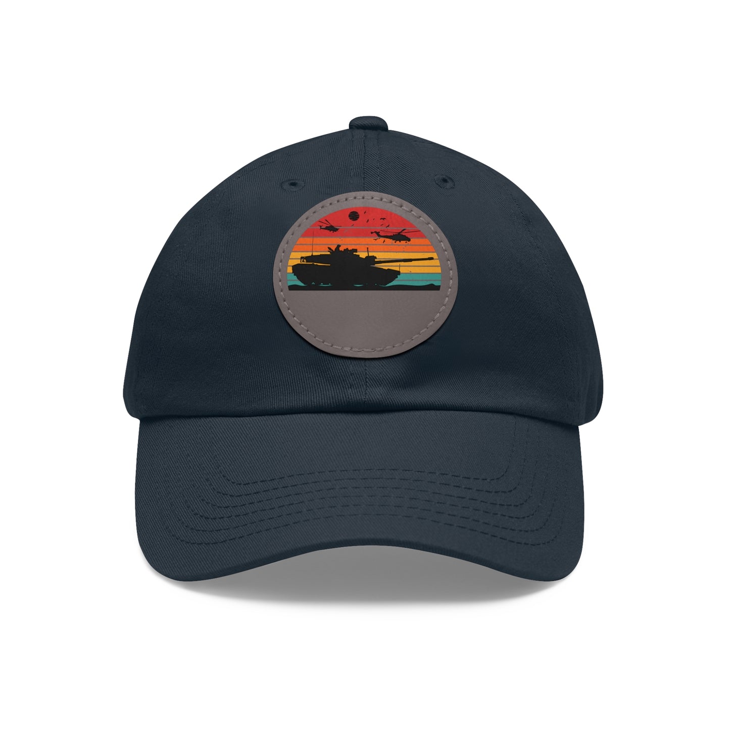 Retro Sunset Dad Hat with Leather Patch